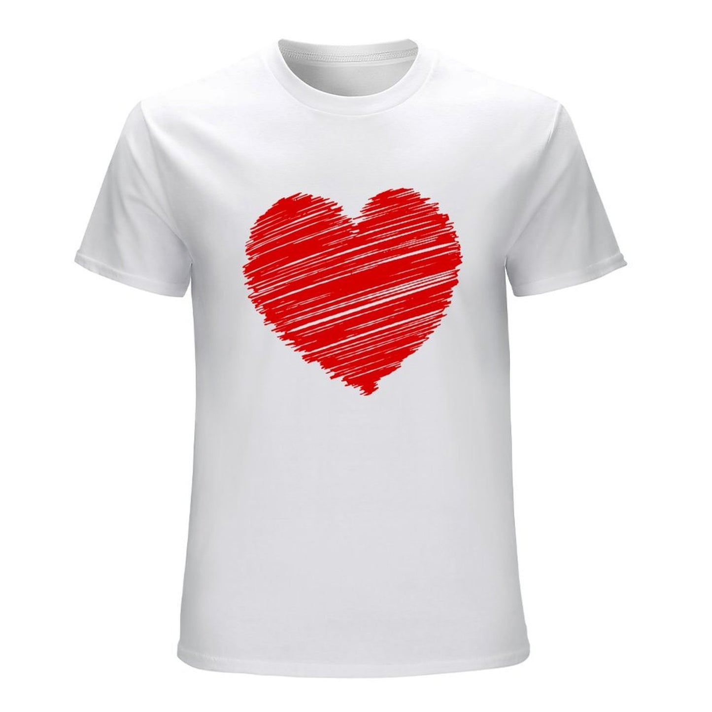 Inkmay Casual Cotton T-shirt Solid Red Background With White Corner Unisex T-shirtWrinkle-Free Outdoor T-Shirt