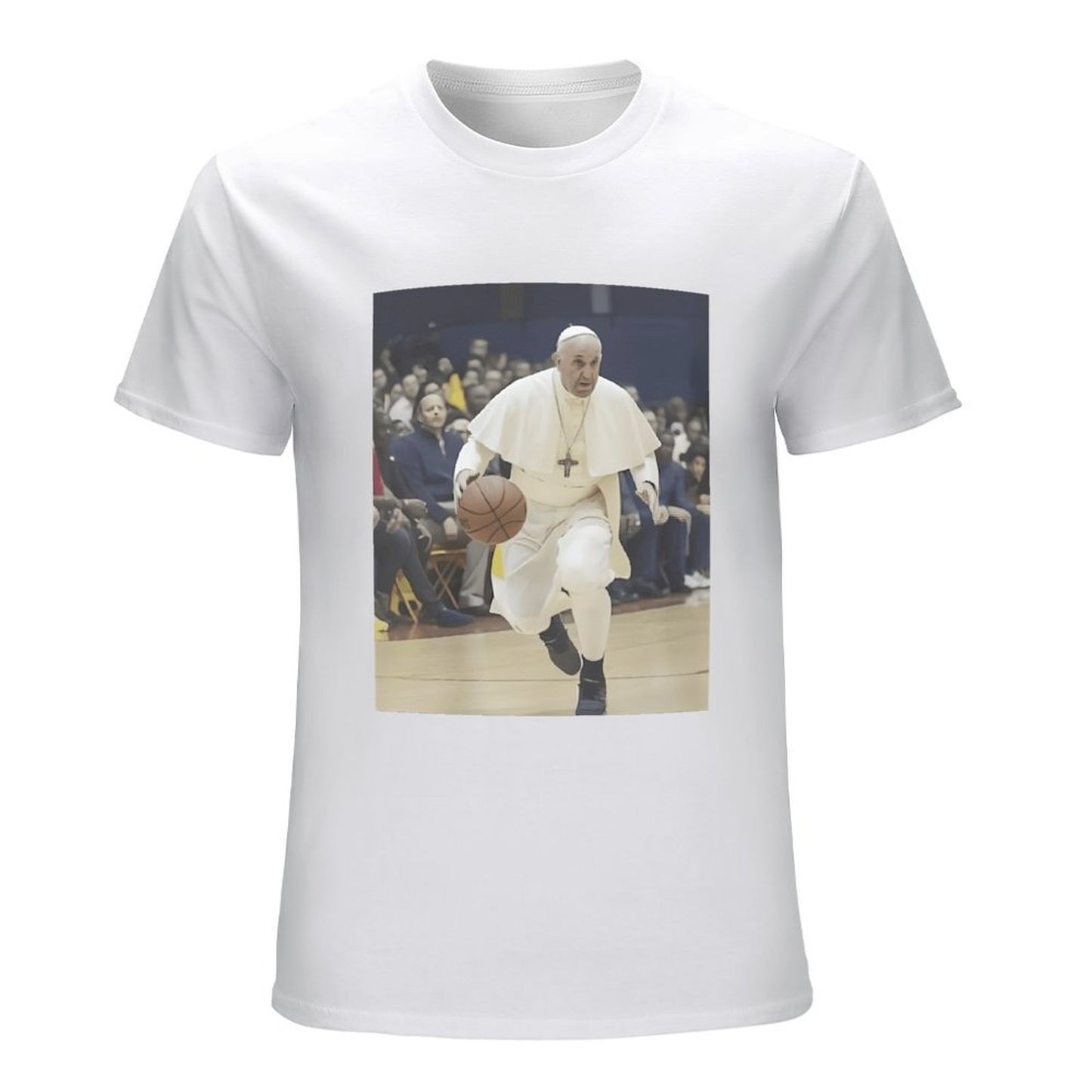 Inkmay Casual Cotton T-shirt Pope Playing Basketball In White Robes Unisex T-shirt