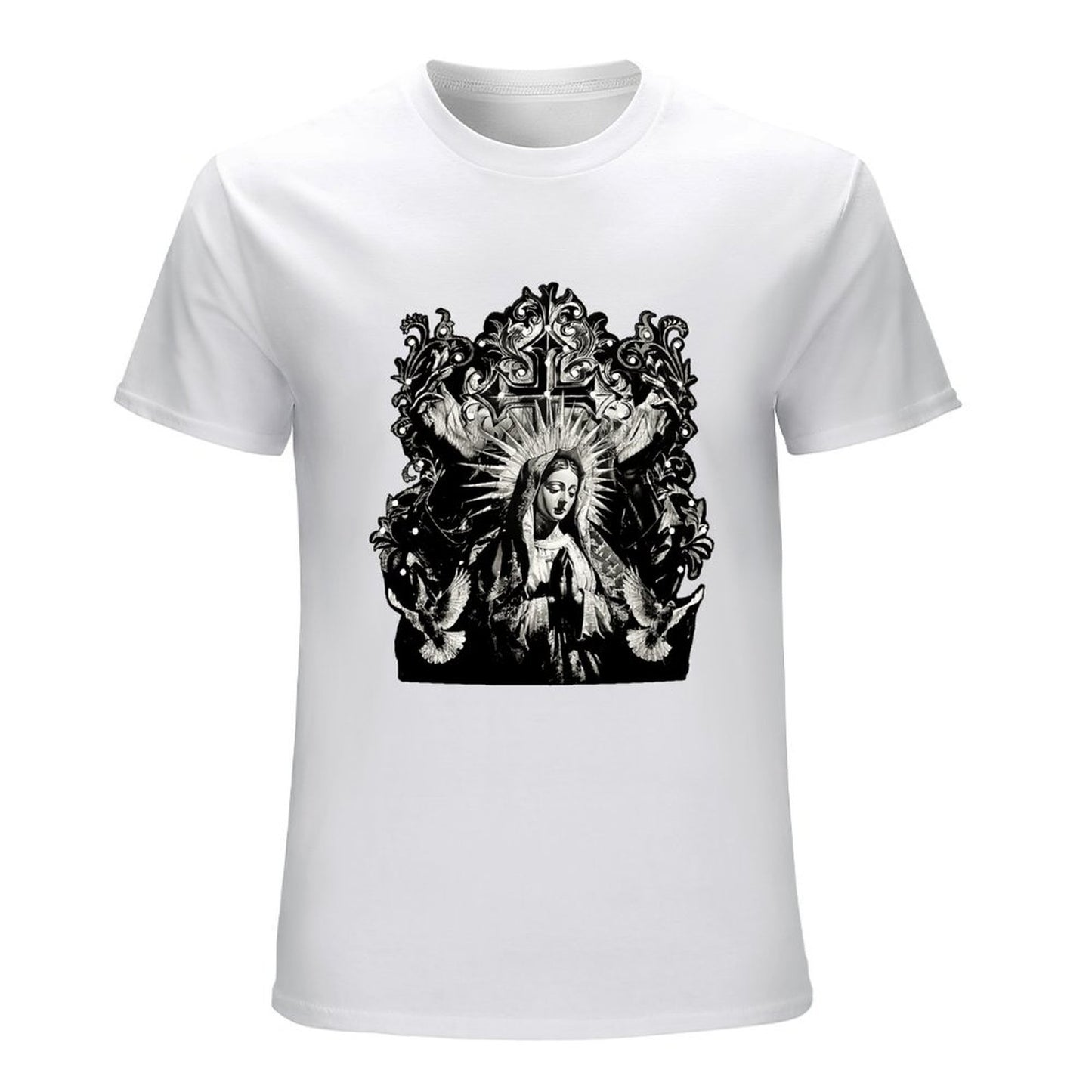 Inkmay Casual Cotton T-shirt Virgin Mary With Radiant Halo Wings Unisex T-shirtOversized Premium Finish T-Shirt