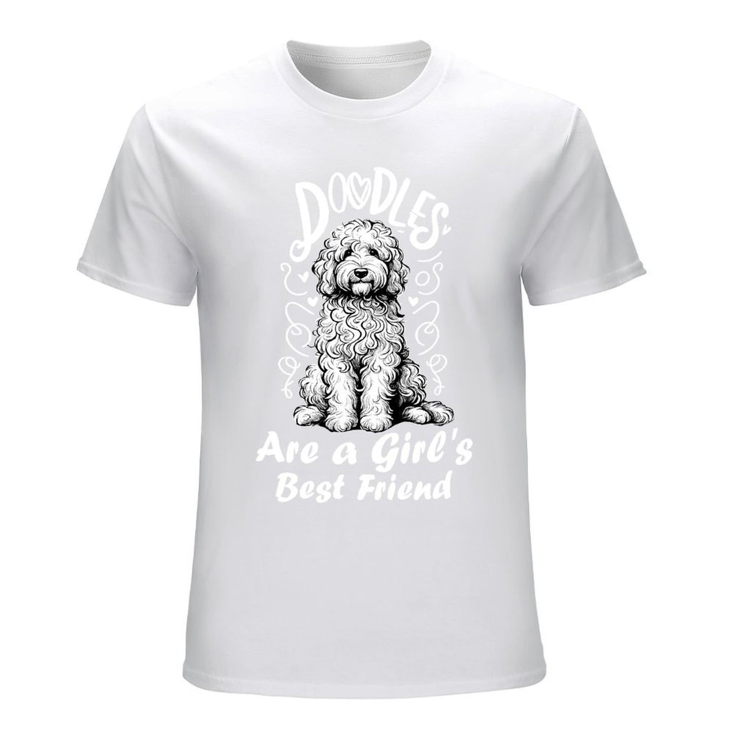 Inkmay Casual Cotton T-shirt Curly Haired Dog Sitting On Floor Unisex T-shirtClassicLine Standard T-Shirt