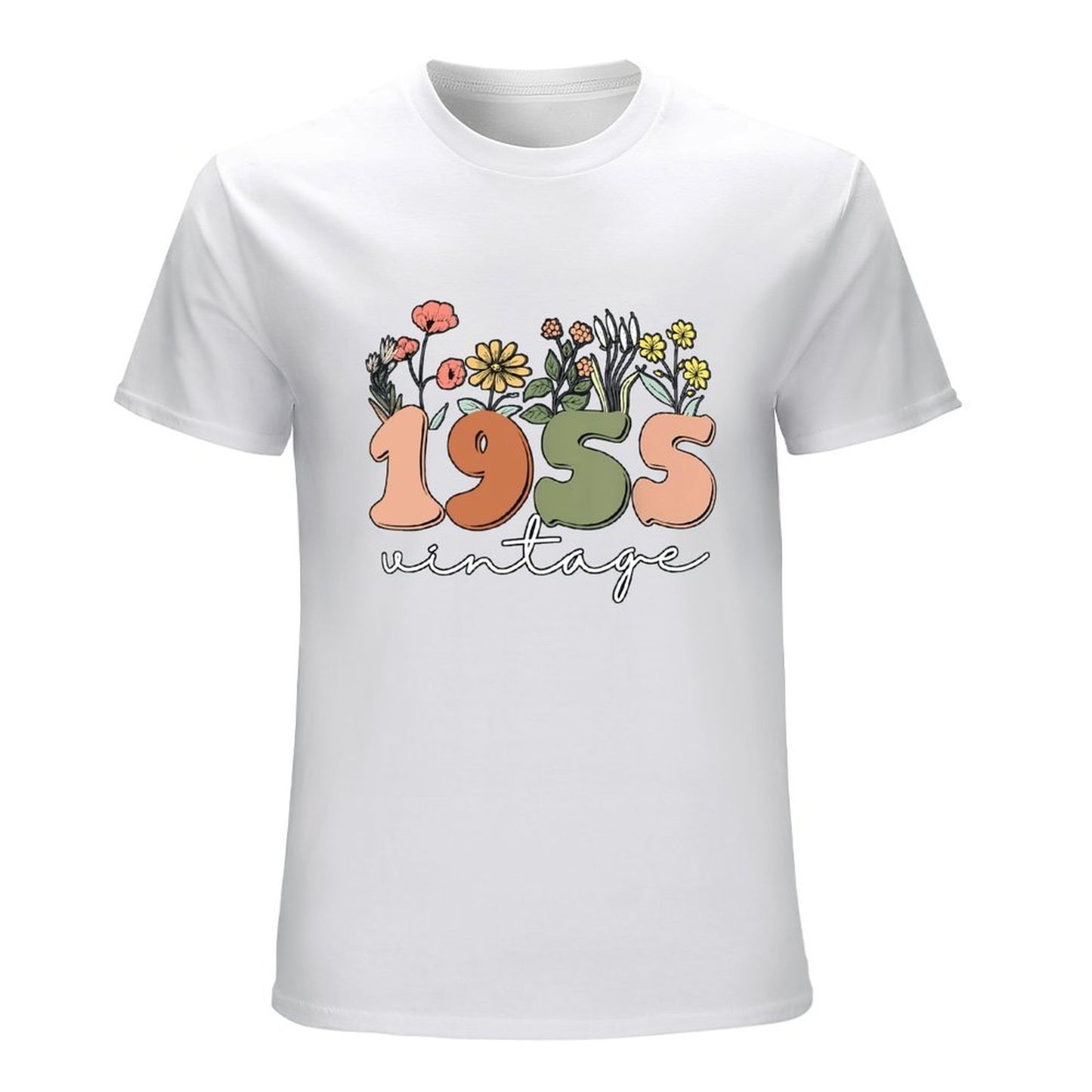 Inkmay Casual Cotton T-shirt Floral Design With Numbers And Text Unisex T-shirtUrban Sleek T-Shirt