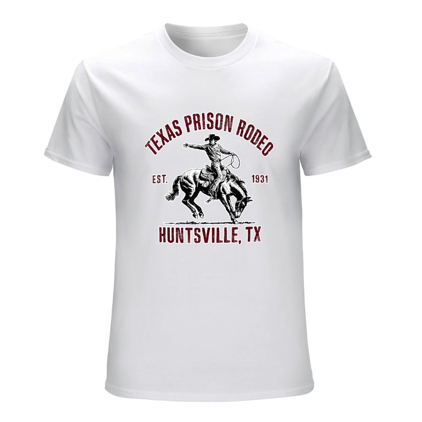 Inkmay Casual Cotton T-shirt Texas Prison Rodeo Cowboy Riding Horse Unisex T-shirtNatural Pocket Tee T-Shirt