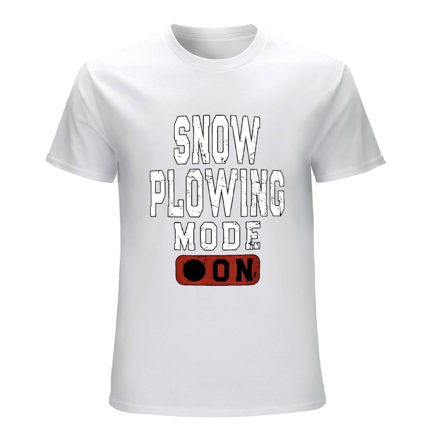 Inkmay Casual Cotton T-shirt Snow Plowing Mode On Print Design Unisex T-shirtWrinkle-Free Smooth Feel T-Shirt