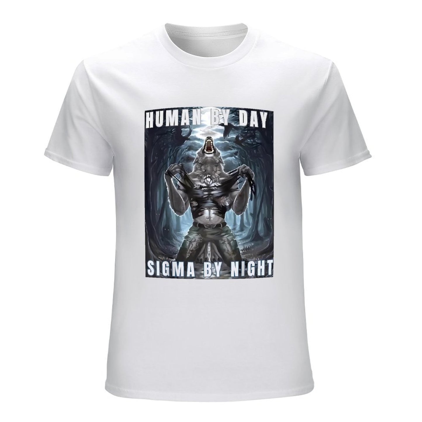 Inkmay Casual Cotton T-shirt Werewolf Transformation Artwork Night Scene Fantasy Unisex T-shirtSoftWear Premium T-Shirt