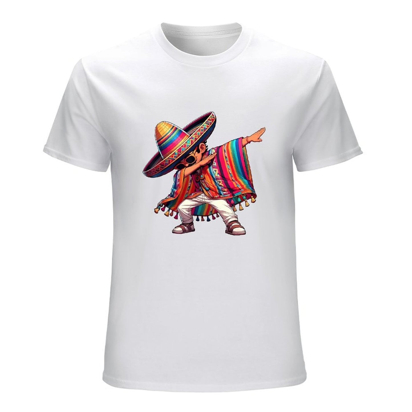 Inkmay Casual Cotton T-shirt Colorful Sombrero With Bright Stripes Unisex T-shirtSmoothWear EasyWear T-Shirt