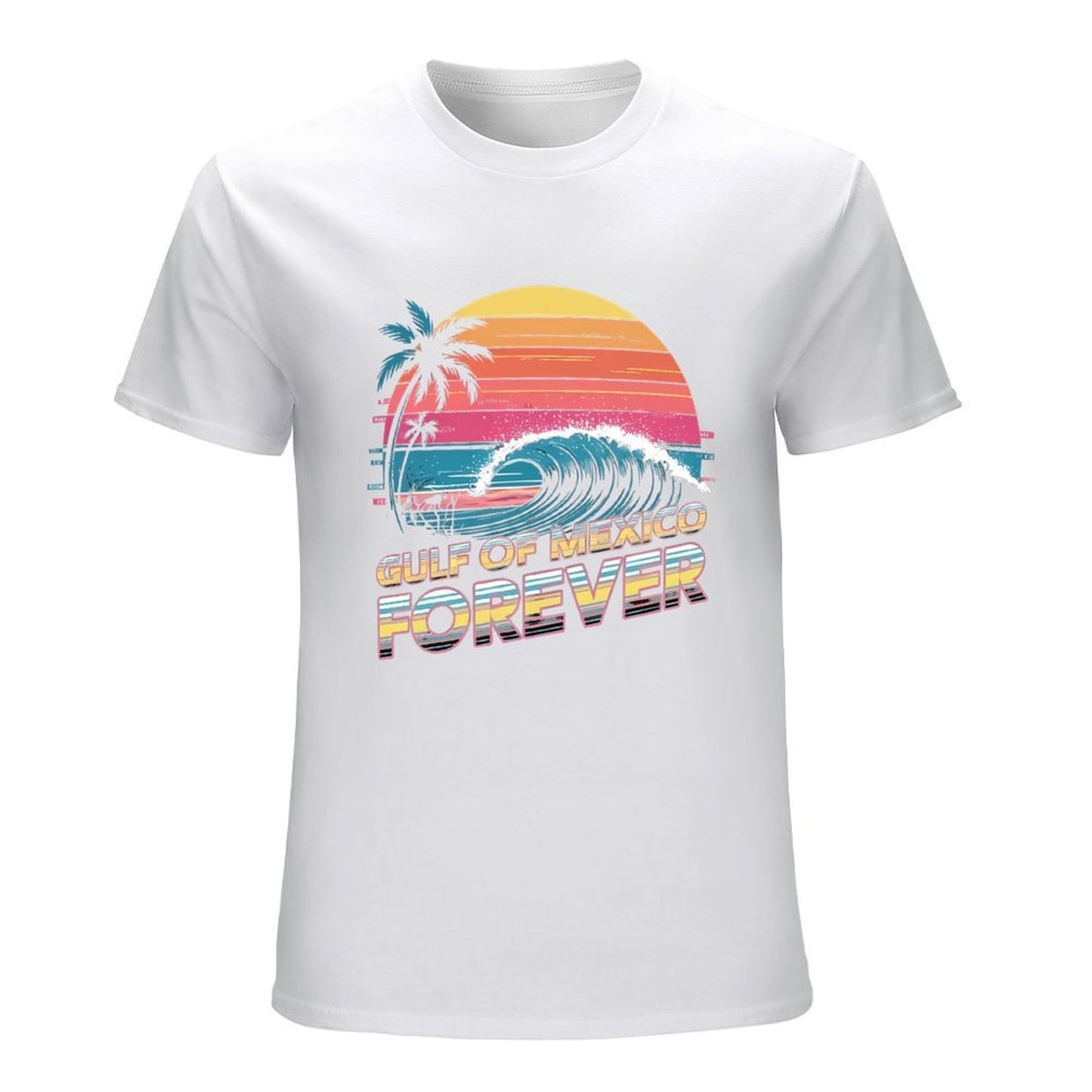Inkmay Casual Cotton T-shirt Gulf Of Mexico Forever Pattern Print Unisex T-shirtEasy-Care Lightweight T-Shirt