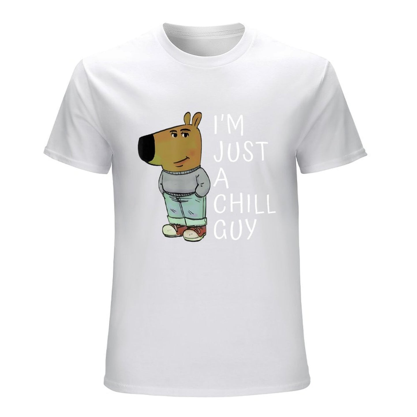 Inkmay Casual Cotton T-shirt Cartoon Character Wearing Casual Outfit Standing Unisex T-shirtFitted LooseFit T-Shirt