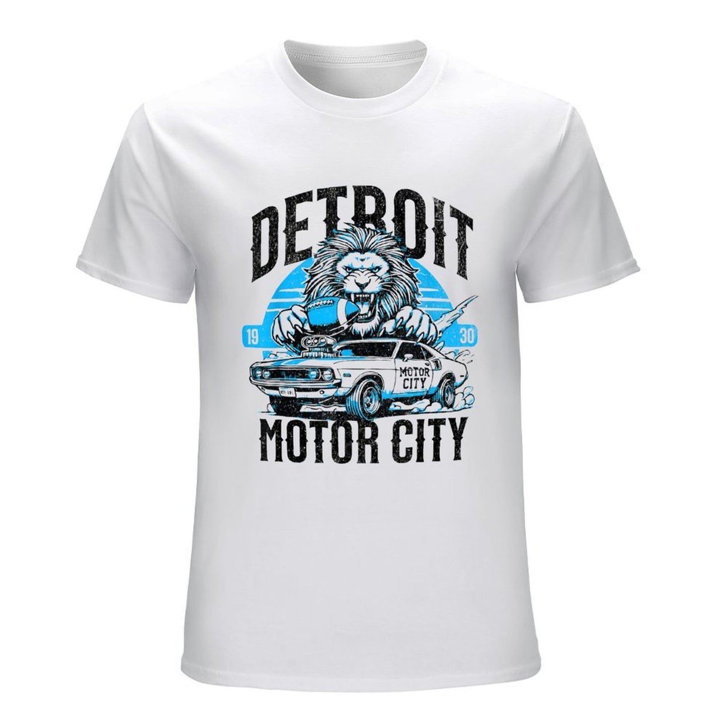 Inkmay Casual Cotton T-shirt Detroit Motor City Lion Car Design Unisex T-shirtPromotional T-Shirt