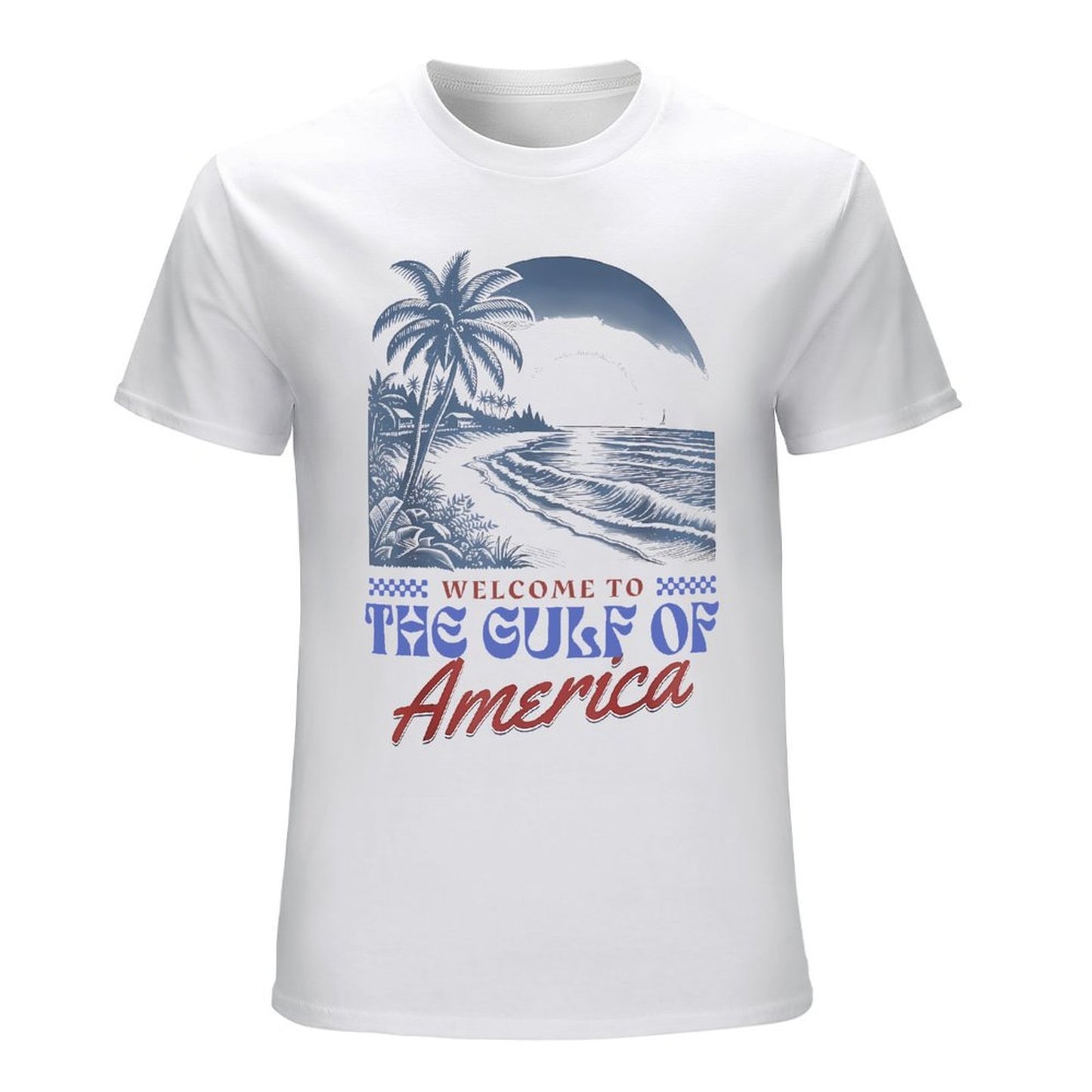 Inkmay Casual Cotton T-shirt Beach Scene With Palm Trees Unisex T-shirtLifestyleLine Pocket Tee T-Shirt