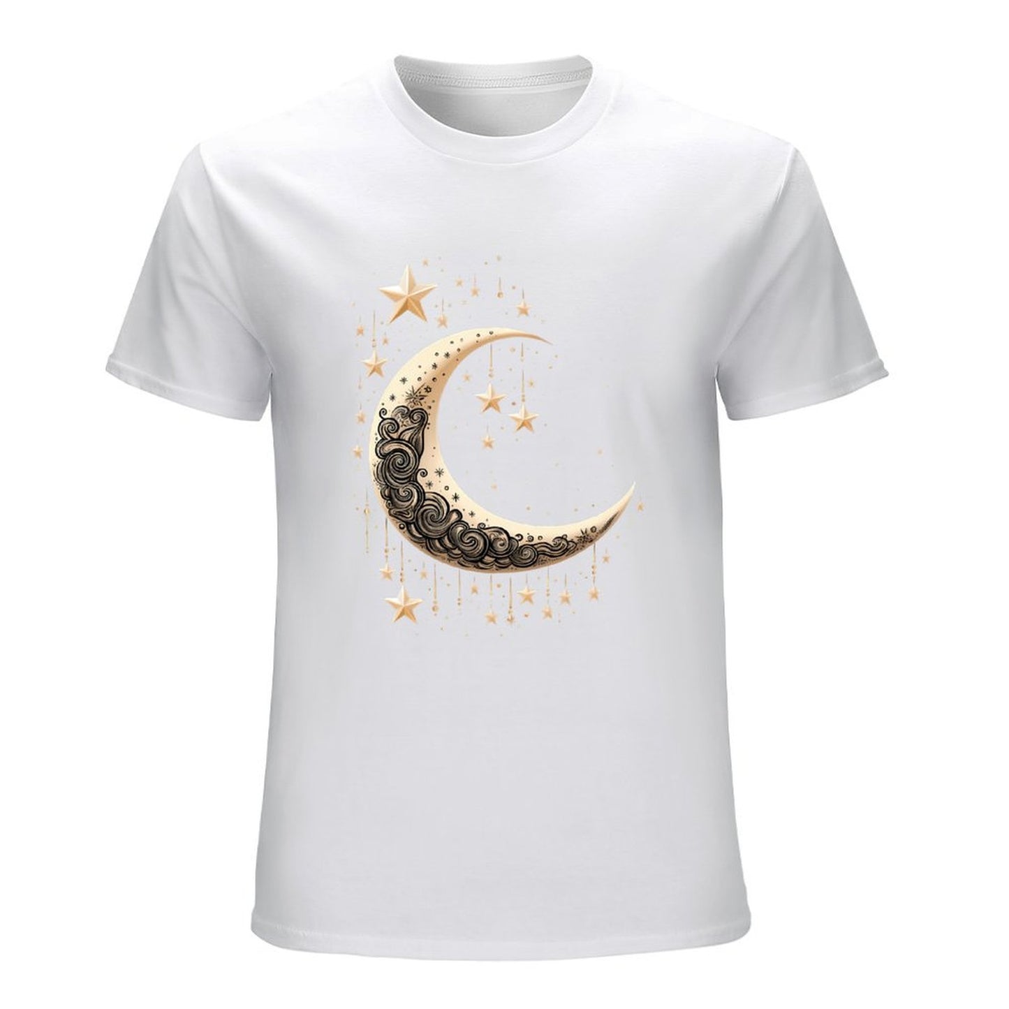 Inkmay Casual Cotton T-shirt Elegant Crescent Moon With Stars Design Unisex T-shirtCasual ActiveStyle T-Shirt