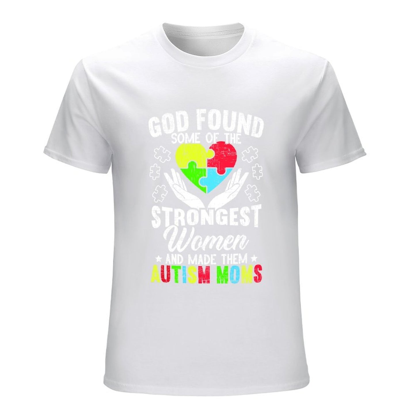 Inkmay Casual Cotton T-shirt Colorful Puzzle Pieces Form Heart Shape Unisex T-shirtNeutral Batch-Printed T-Shirt