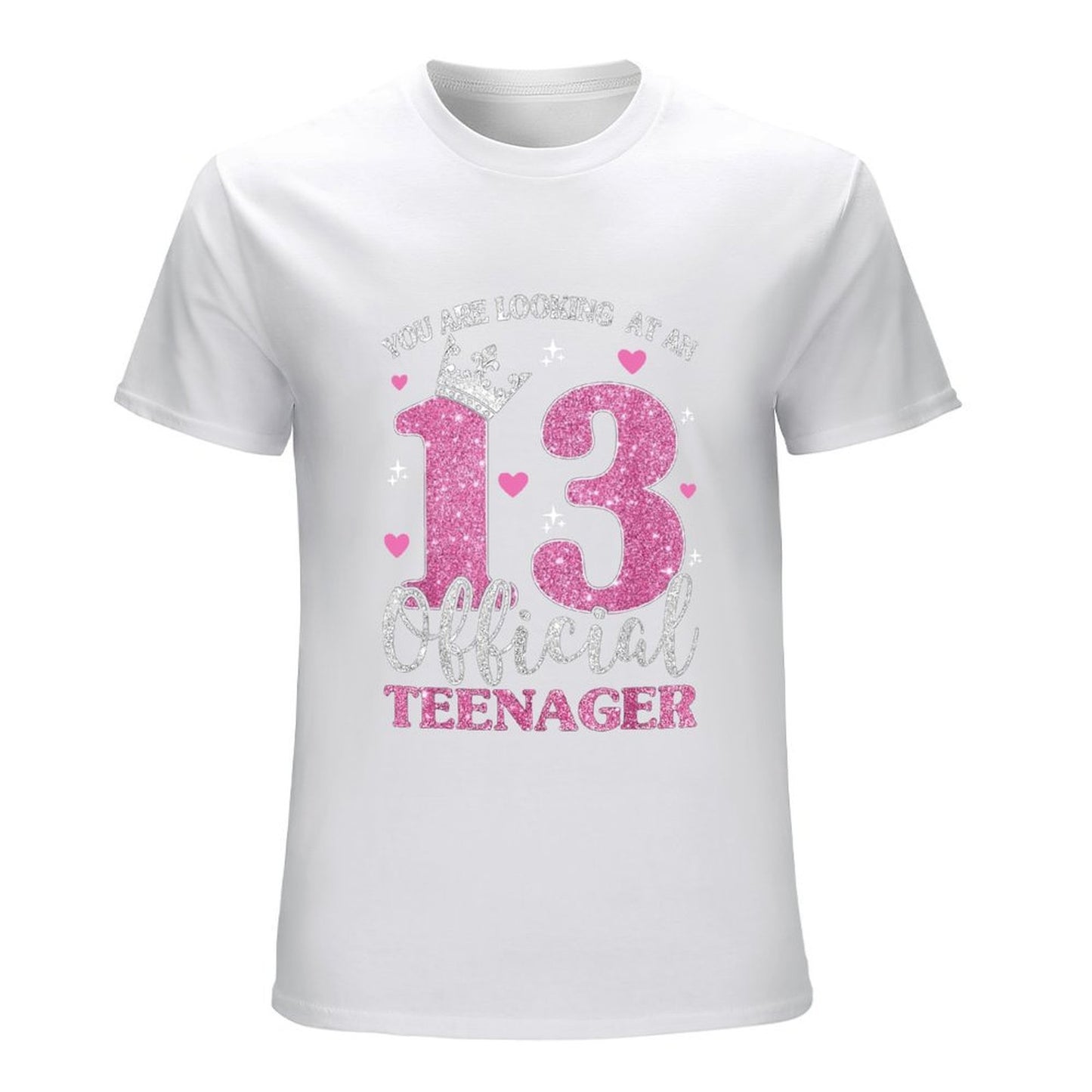 Inkmay Casual Cotton T-shirt Official Teenager Pink Glitter Crown Design Unisex T-shirtOn-Demand Timeless T-Shirt