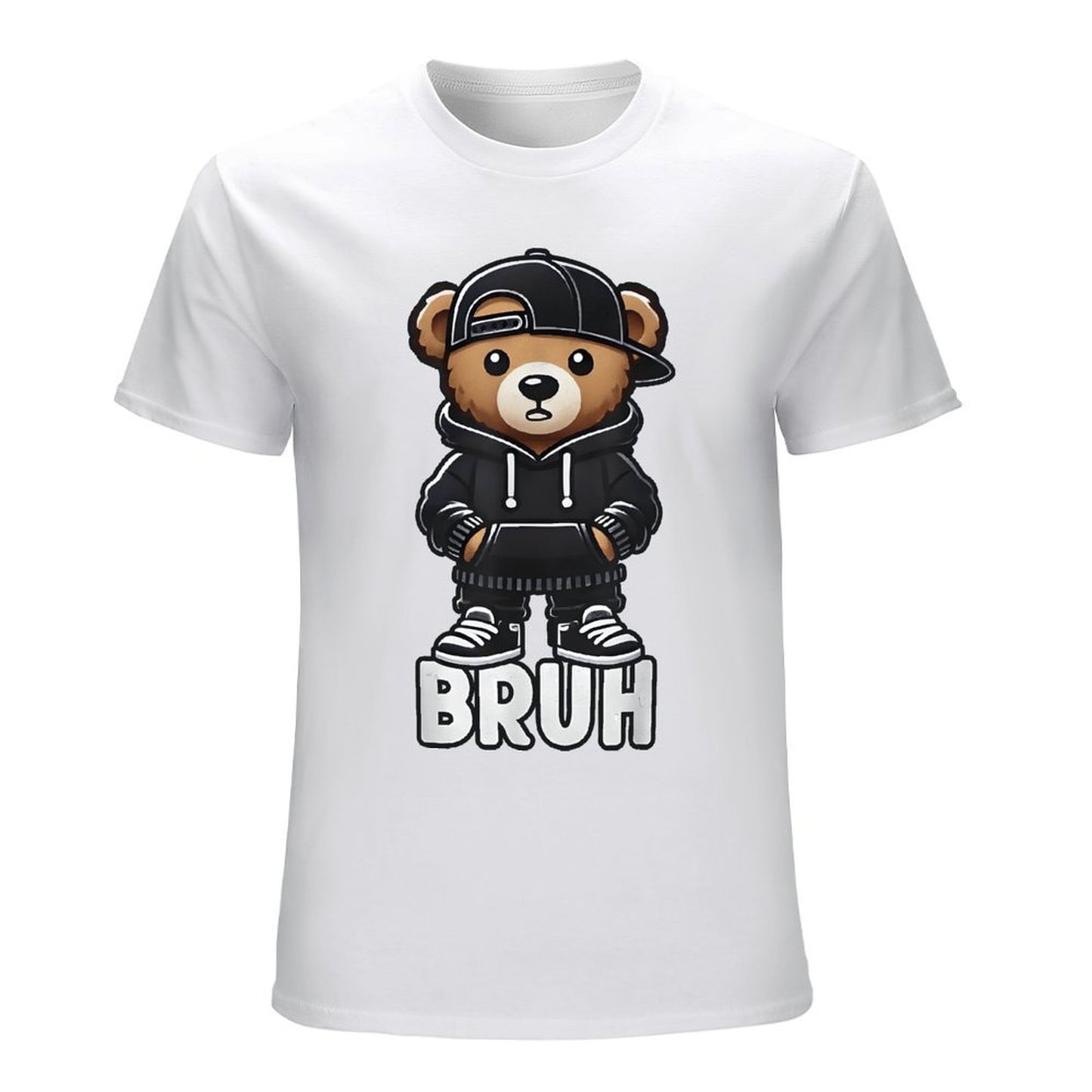 Inkmay Casual Cotton T-shirt Bruh Bear Wears Black Hoodie Unisex T-shirtChill BasicSeries T-Shirt