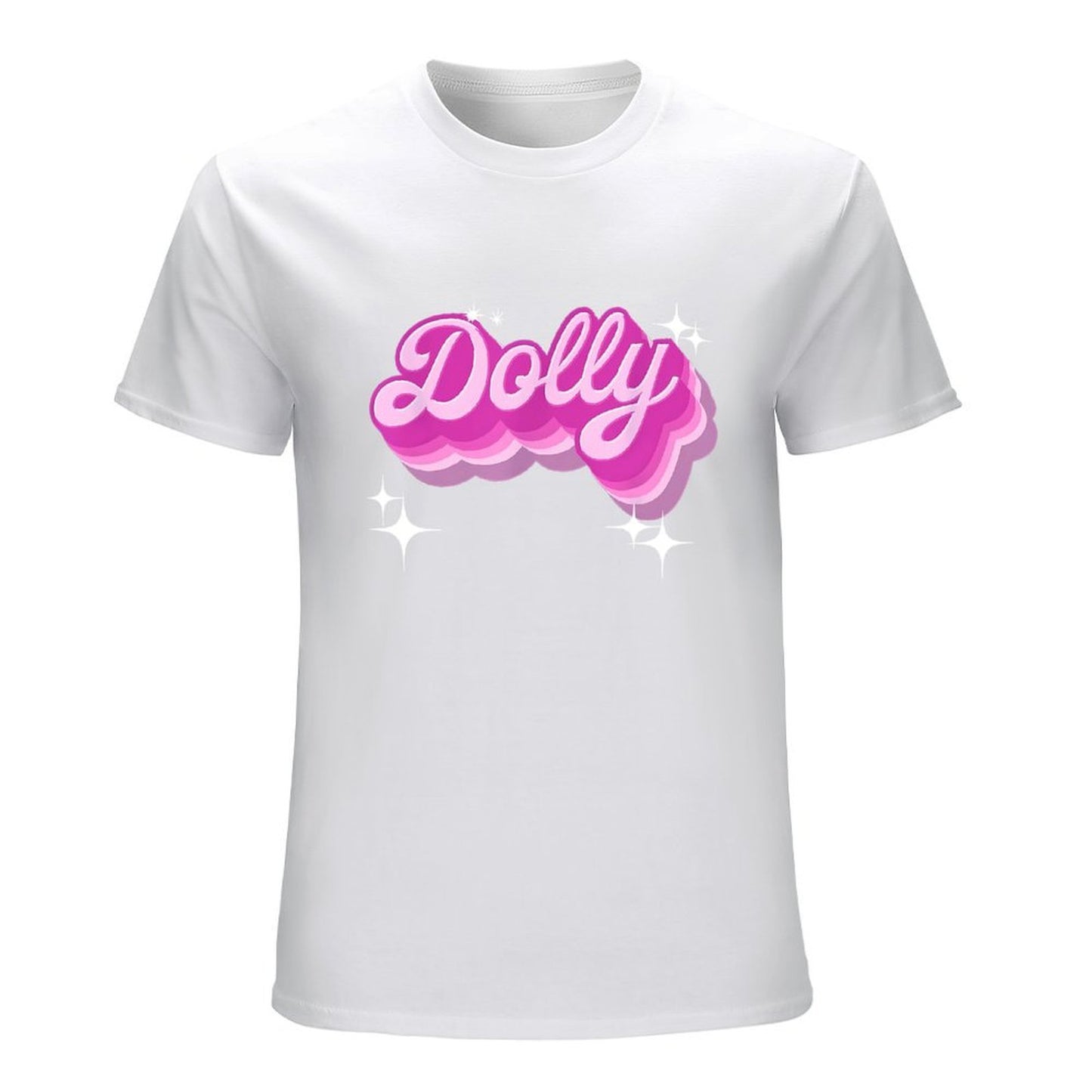 Inkmay Casual Cotton T-shirt Dolly Pink Script With Shadow Effects Unisex T-shirtEverydayComfort TrueComfort T-Shirt