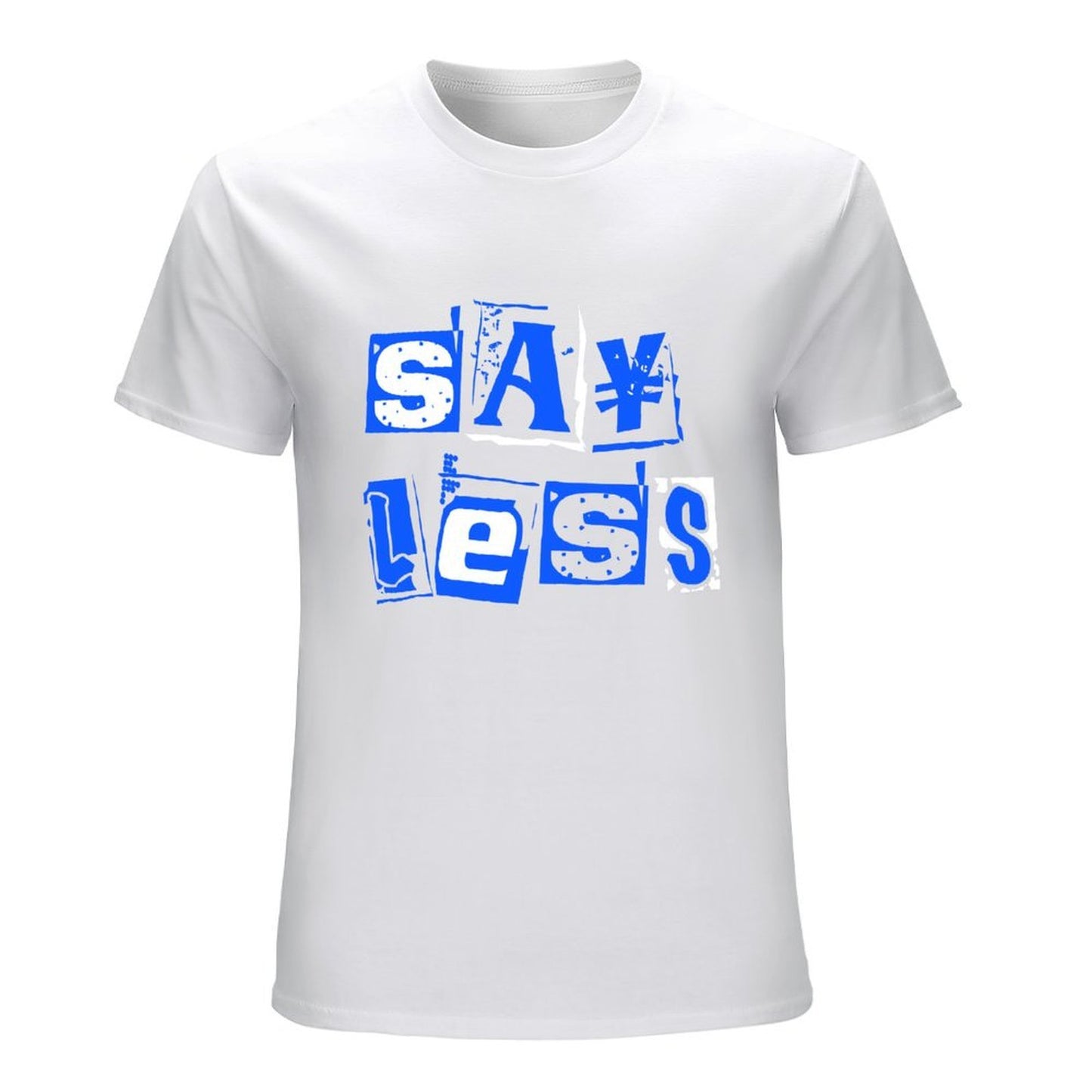 Inkmay Casual Cotton T-shirt Blue Background With White Lettering Design Unisex T-shirt