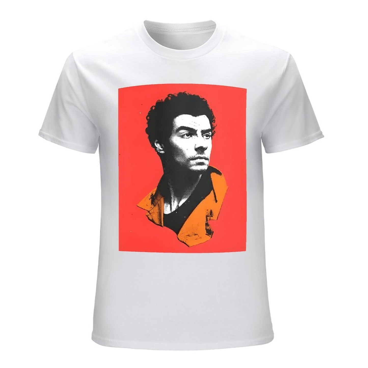 Inkmay Casual Cotton T-shirt Bold Red Background With Black Portrait Unisex T-shirtYearRound EverydayComfort T-Shirt