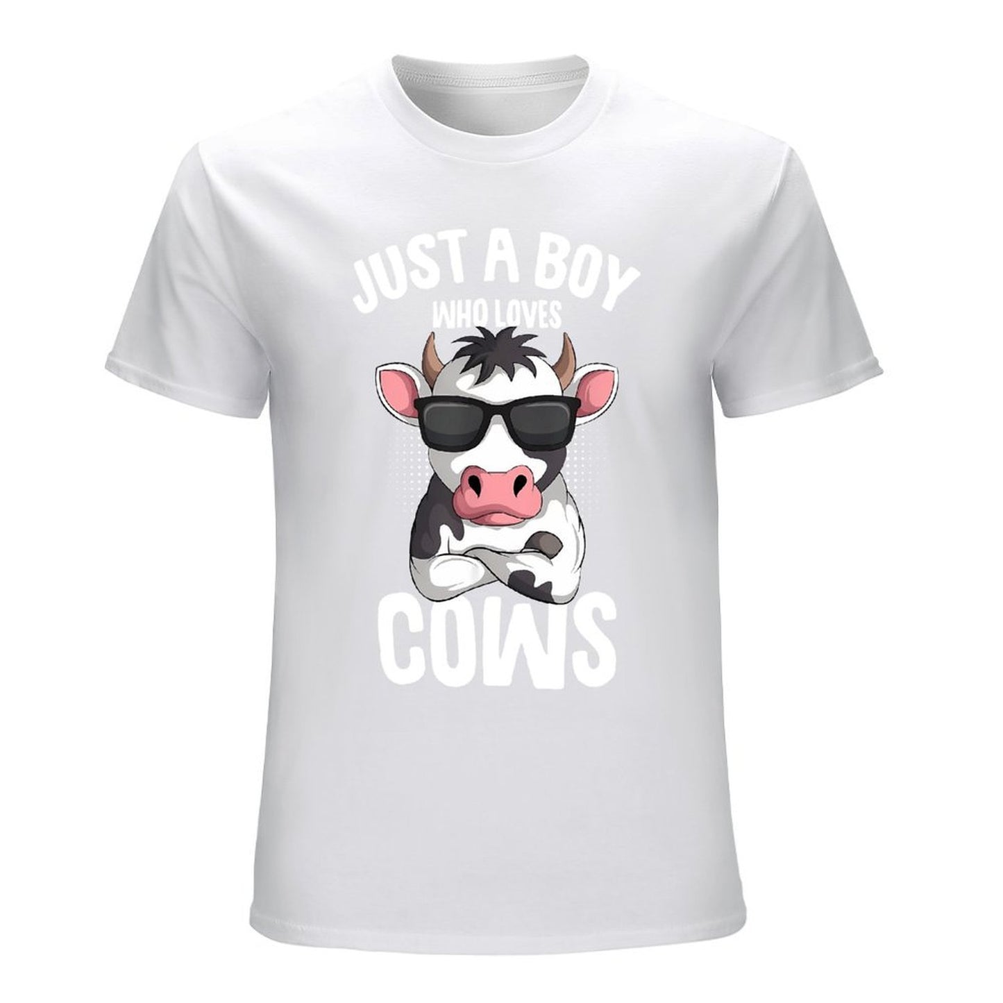 Inkmay Casual Cotton T-shirt Cool Cow Wearing Sunglasses Art Print Unisex T-shirtLooseFit YearRound T-Shirt