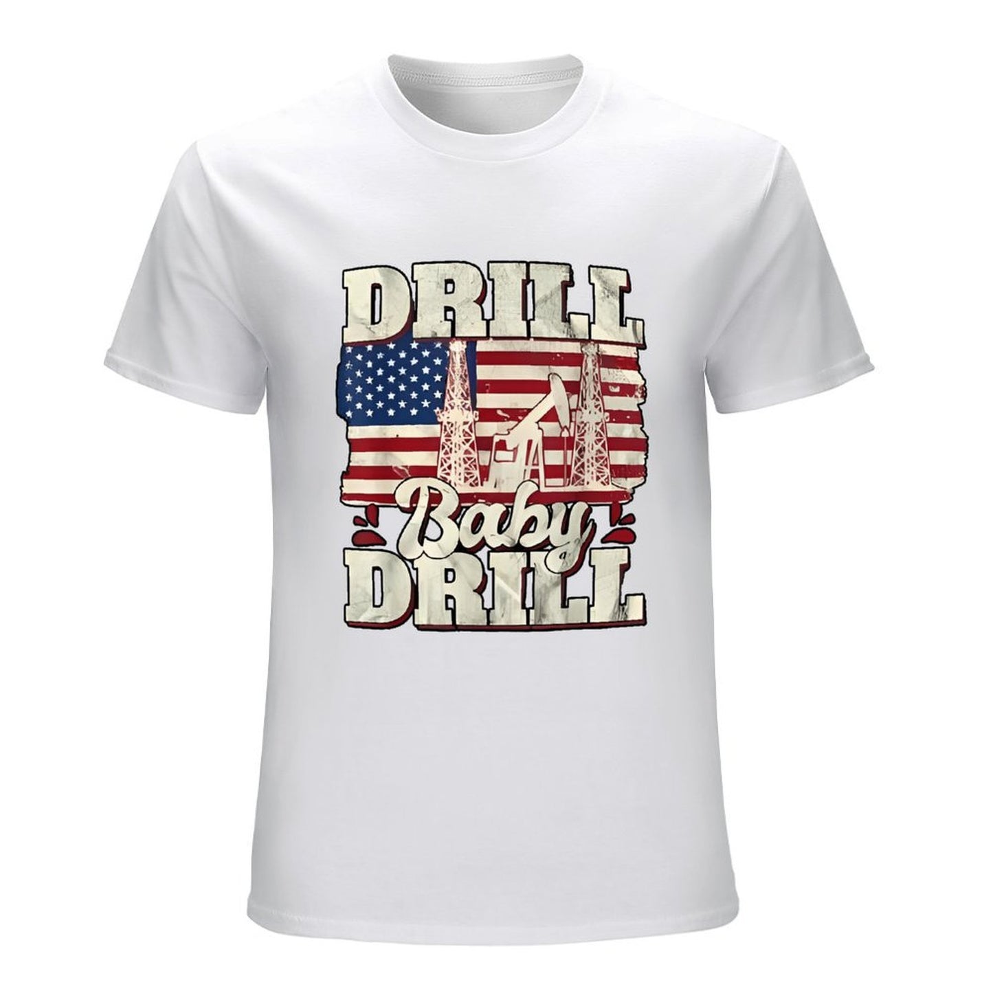 Inkmay Casual Cotton T-shirt Drill Baby Drill Usa Flag Pattern Unisex T-shirtStreetLine Fresh T-Shirt