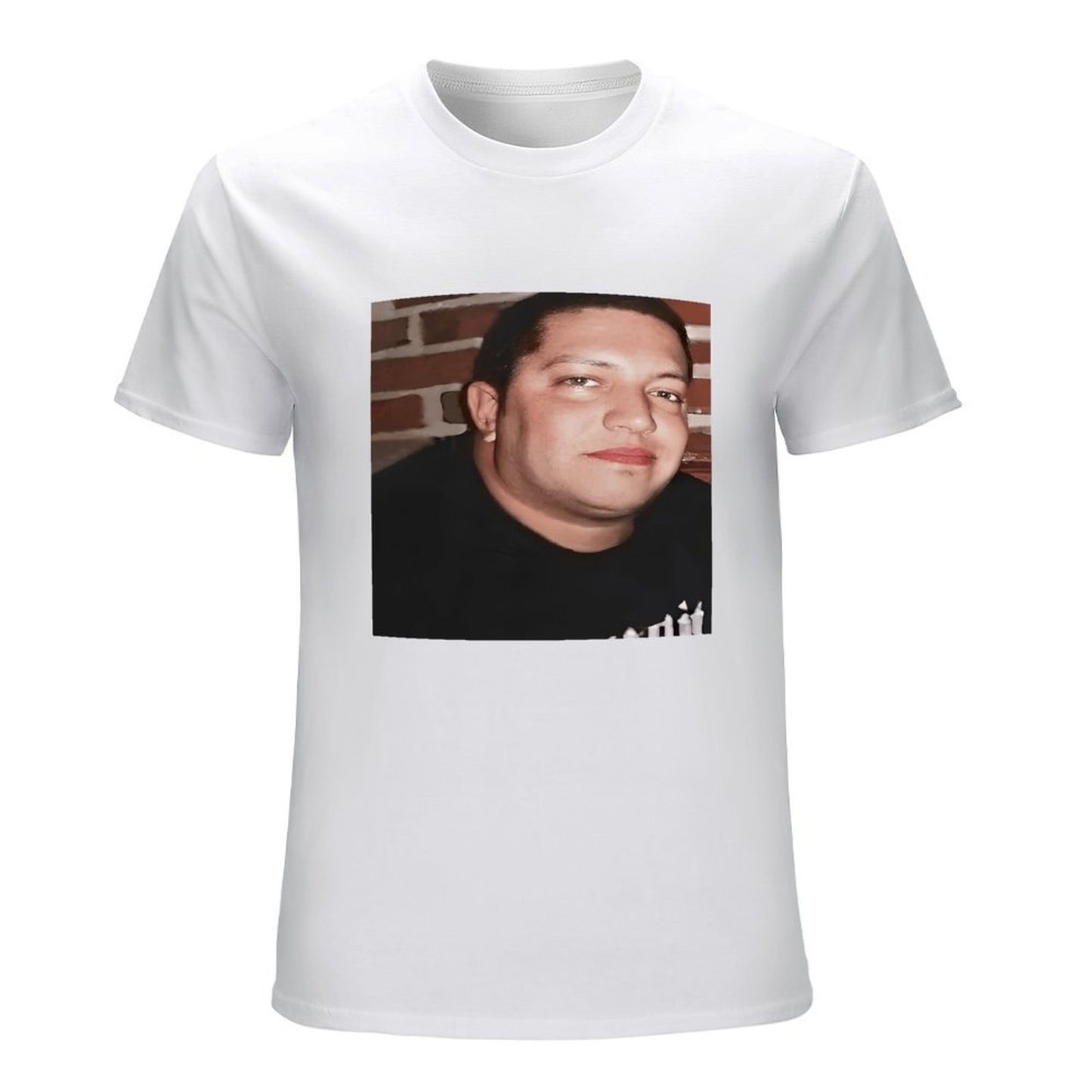 Inkmay Casual Cotton T-shirt Man Wears Black Shirt Against Brick Unisex T-shirtFresh On-Demand T-Shirt