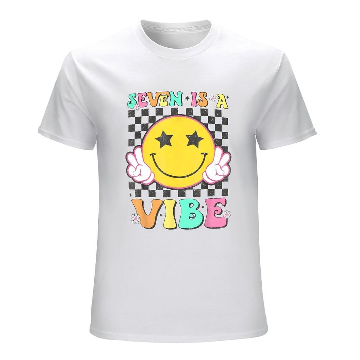 Inkmay Casual Cotton T-shirt Seven Is A Vibe Pattern Print Unisex T-shirtRegular Crewneck T-Shirt