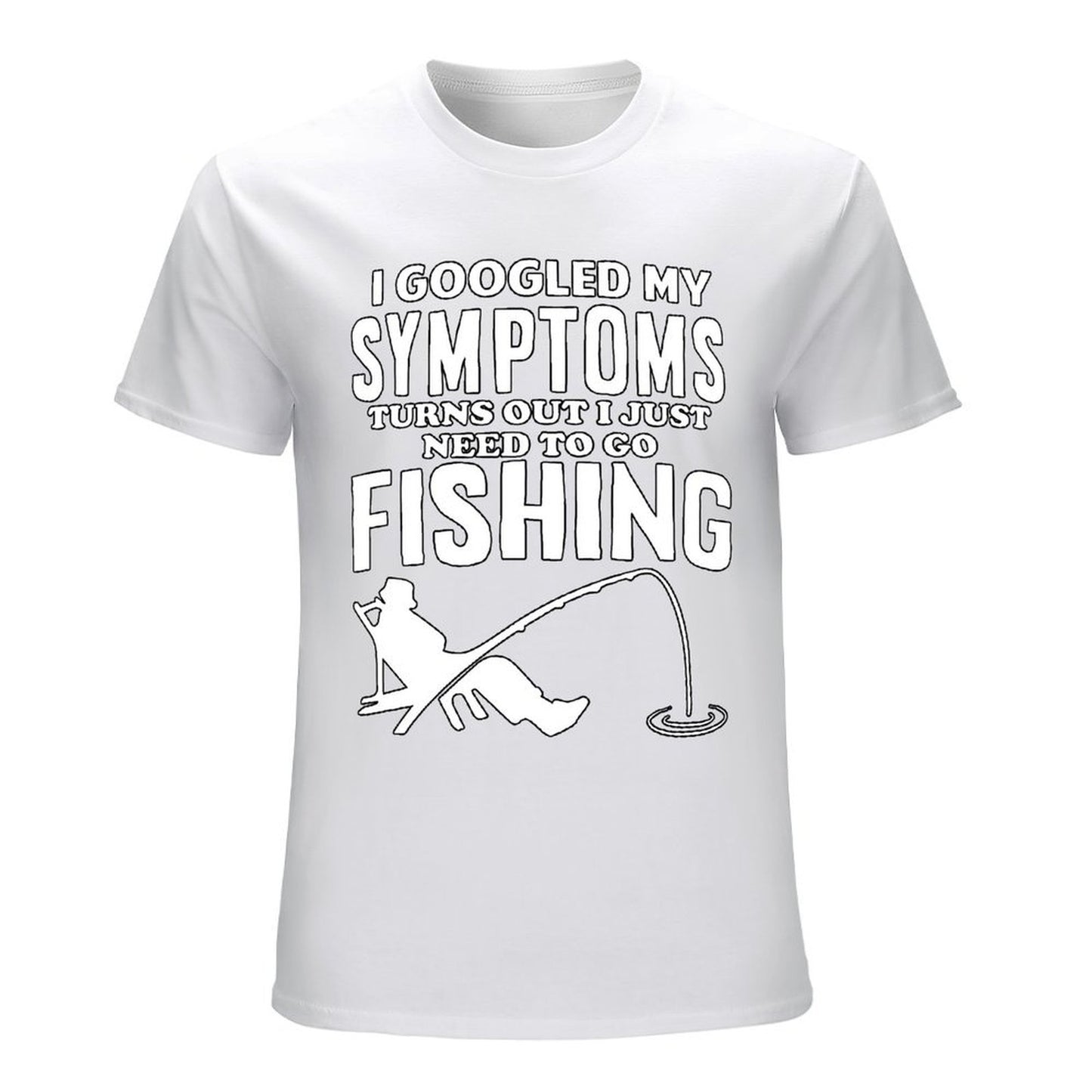 Inkmay Casual Cotton T-shirt Fishing Theme Print On Black Background Unisex T-shirtTear-Resistant Wrinkle-Free T-Shirt