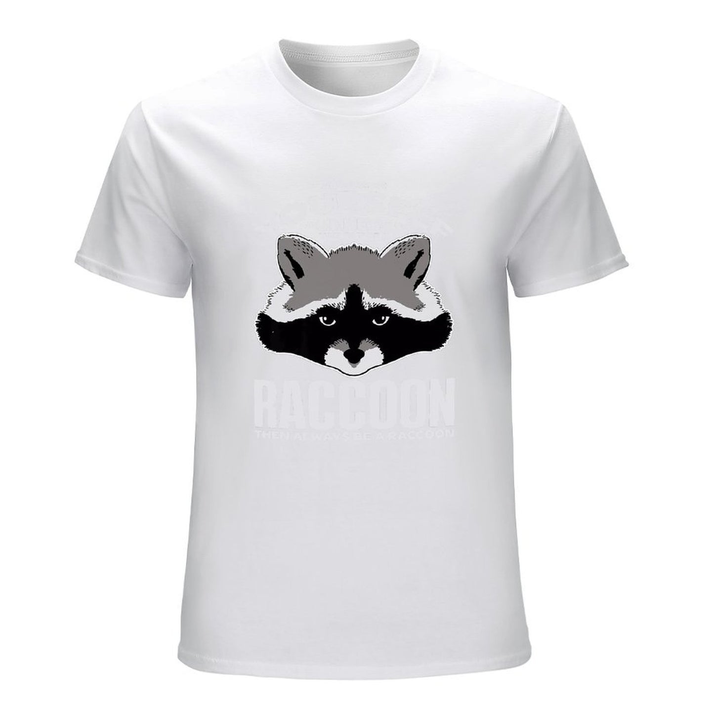 Inkmay Casual Cotton T-shirt Raccoon Face With Text Overlay Unisex T-shirt