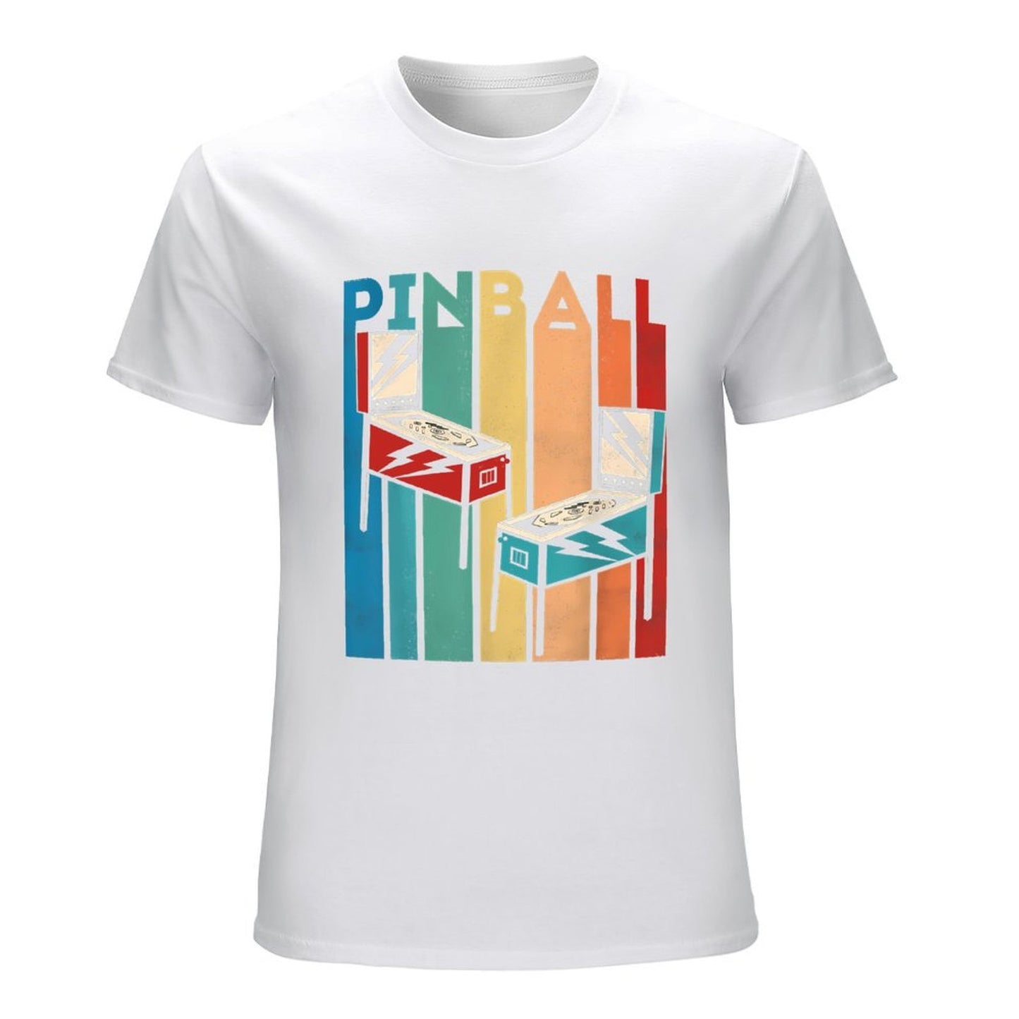 Inkmay Casual Cotton T-shirt Pinball Machines On Colorful Background Unisex T-shirtSolid On-Demand T-Shirt
