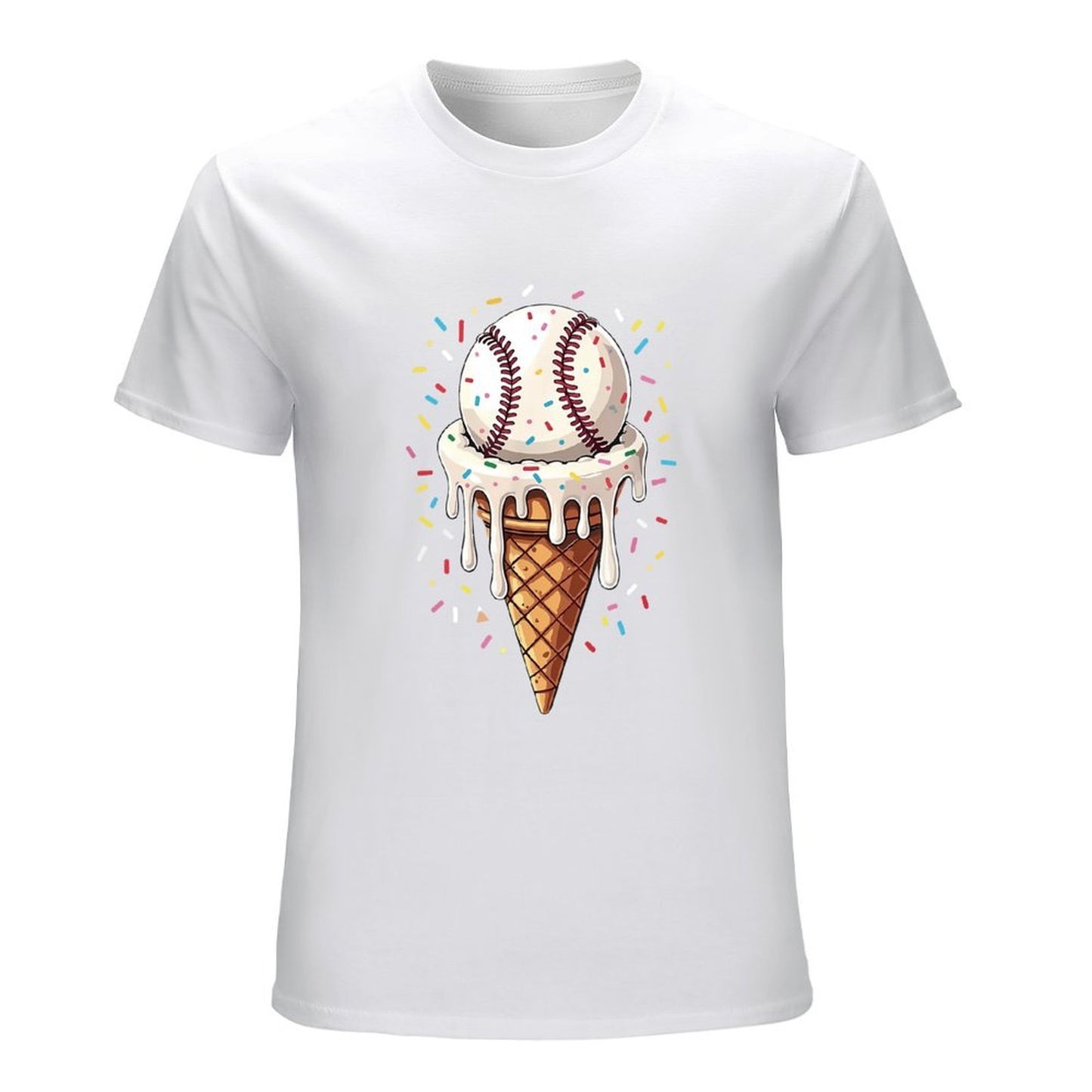 Inkmay Casual Cotton T-shirt Ice Cream Cone With Baseball Design Unisex T-shirtTimelessComfort TrueStyle T-Shirt