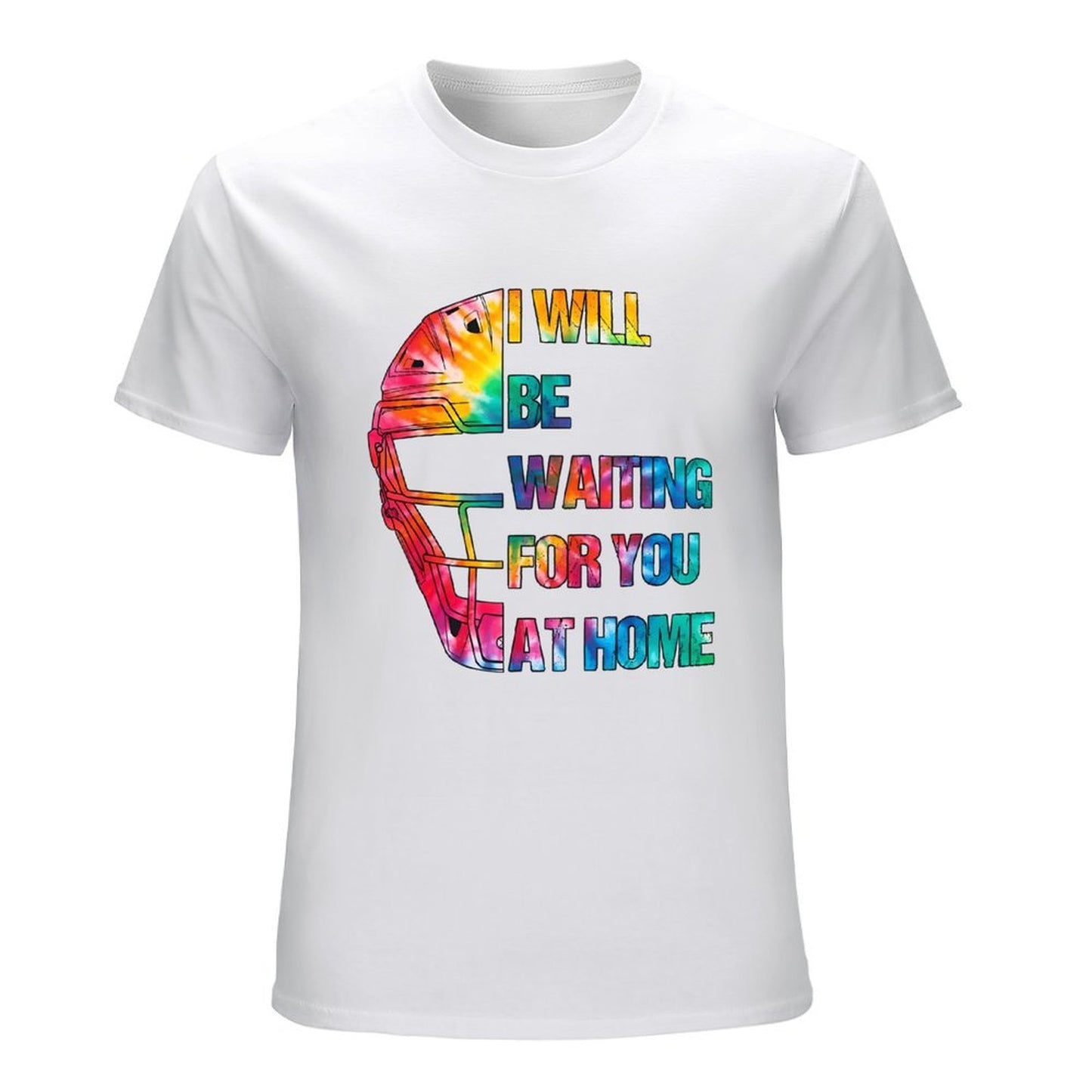 Inkmay Casual Cotton T-shirt Colorful Helmet With Text Overlay Design Unisex T-shirtActiveStyle Midweight T-Shirt