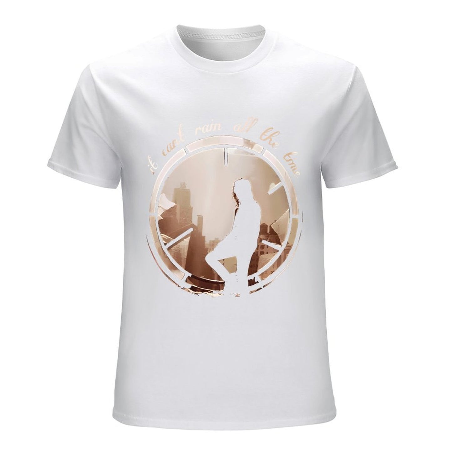 Inkmay Casual Cotton T-shirt Cityscape Silhouette Within Circular Frame Design Unisex T-shirtLogo-Ready RegularFit T-Shirt