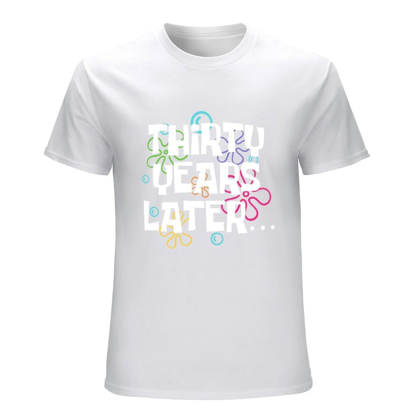 Inkmay Casual Cotton T-shirt Colorful Abstract Shapes On White Background Unisex T-shirtSmoothWear Premium T-Shirt