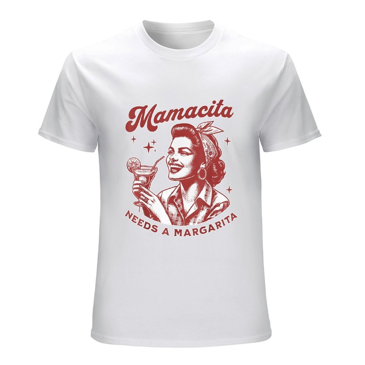 Inkmay Casual Cotton T-shirt Retro Woman Holding Cocktail Glass Artwork Unisex T-shirtBasicSeries Heritage T-Shirt