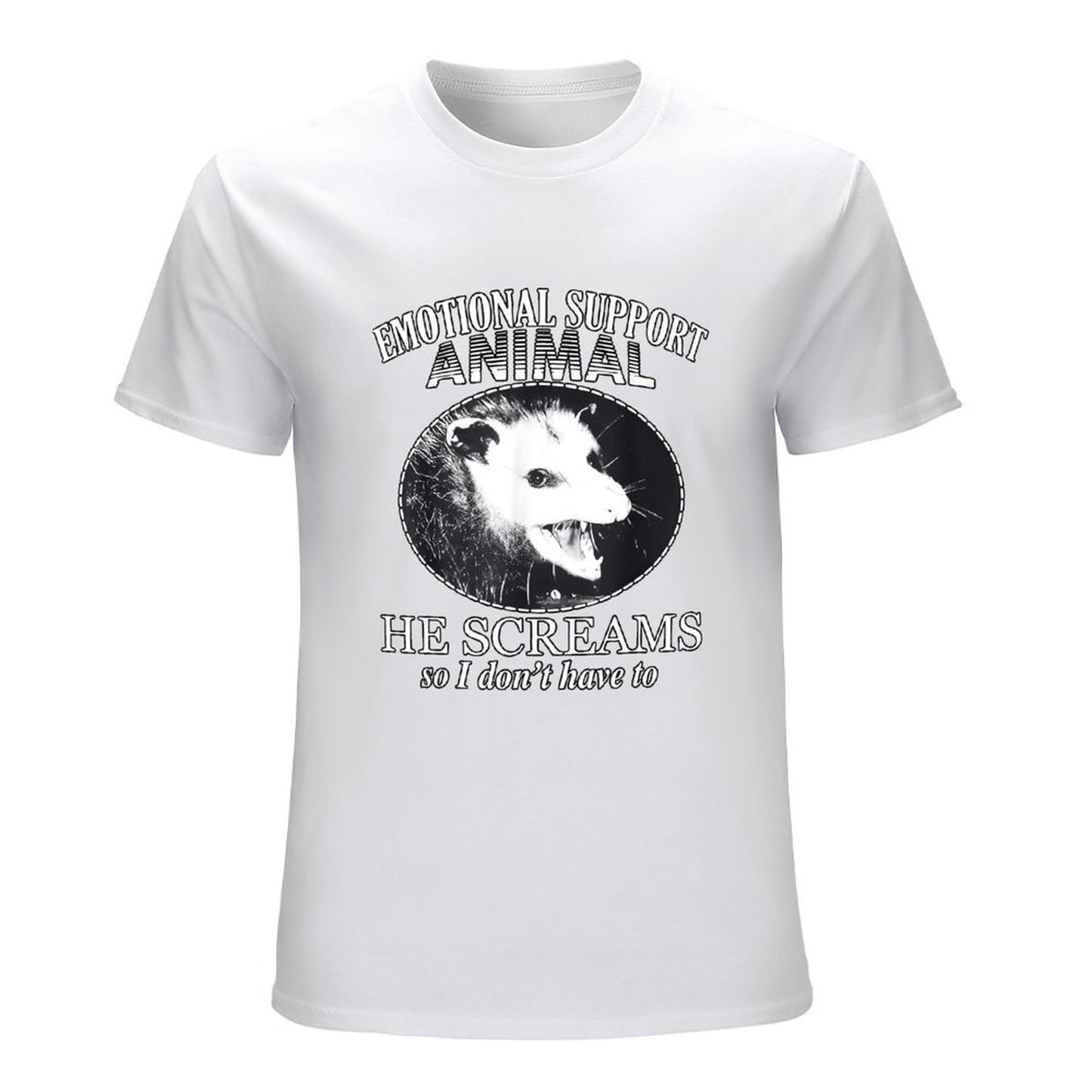 Inkmay Casual Cotton T-shirt Emotional Support Animal He Screams So Unisex T-shirtSoftLine ClassicStyle T-Shirt