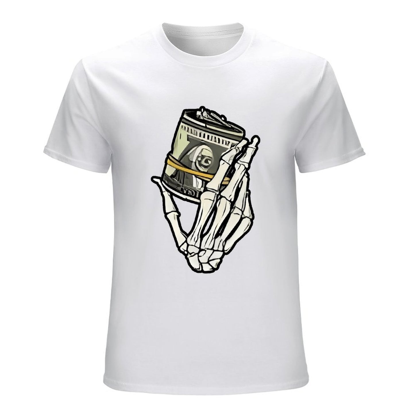 Inkmay Casual Cotton T-shirt Skeleton Hand Holding Film Roll Art Unisex T-shirtChill Colorfast T-Shirt