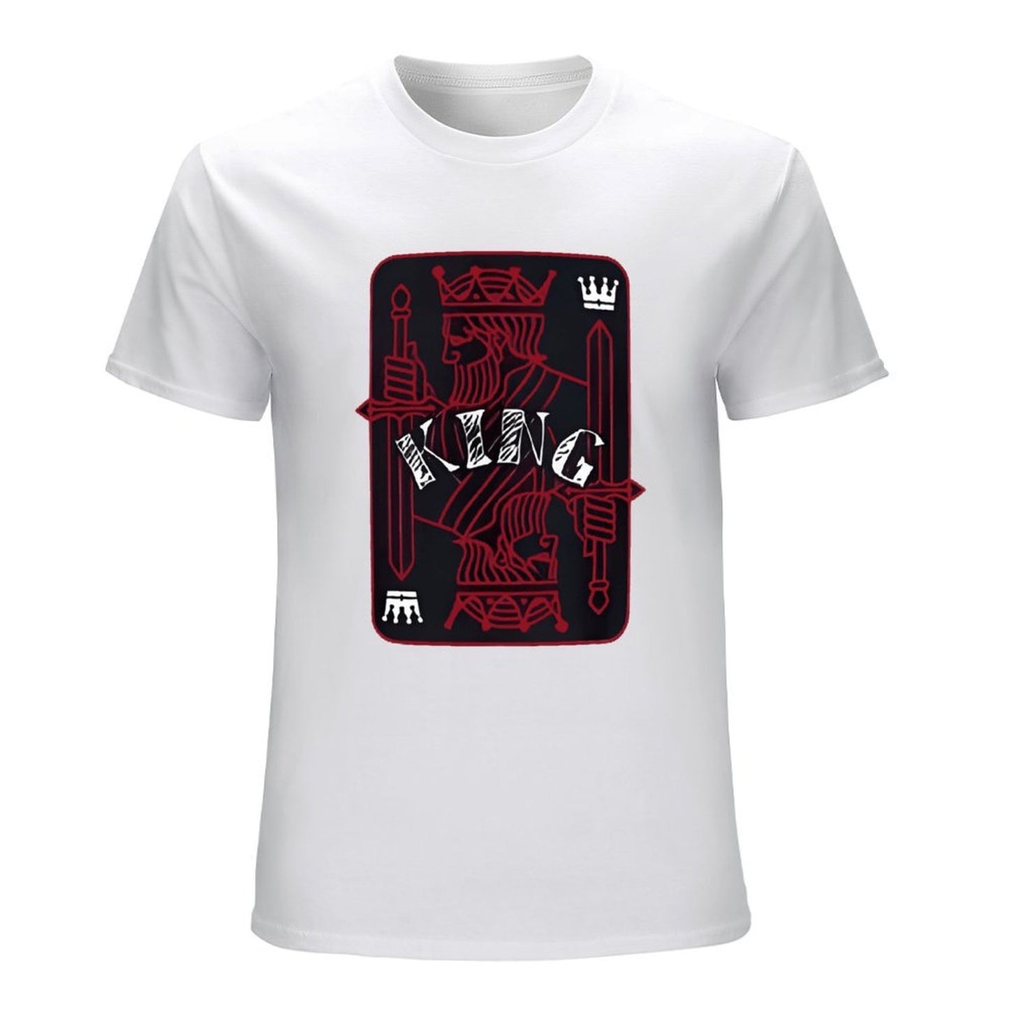 Inkmay Casual Cotton T-shirt King Card Design With Swords Unisex T-shirtSimple YearRound T-Shirt