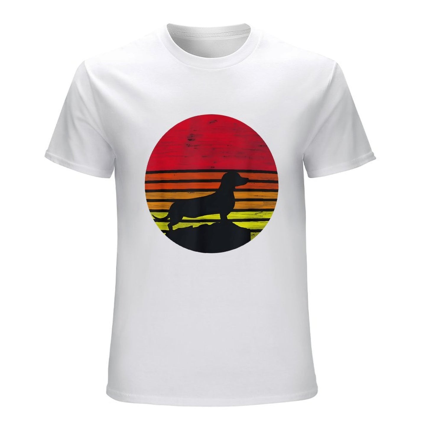 Inkmay Casual Cotton T-shirt Sunset Silhouette Dog On Beach Scene Unisex T-shirtSport Urban T-Shirt
