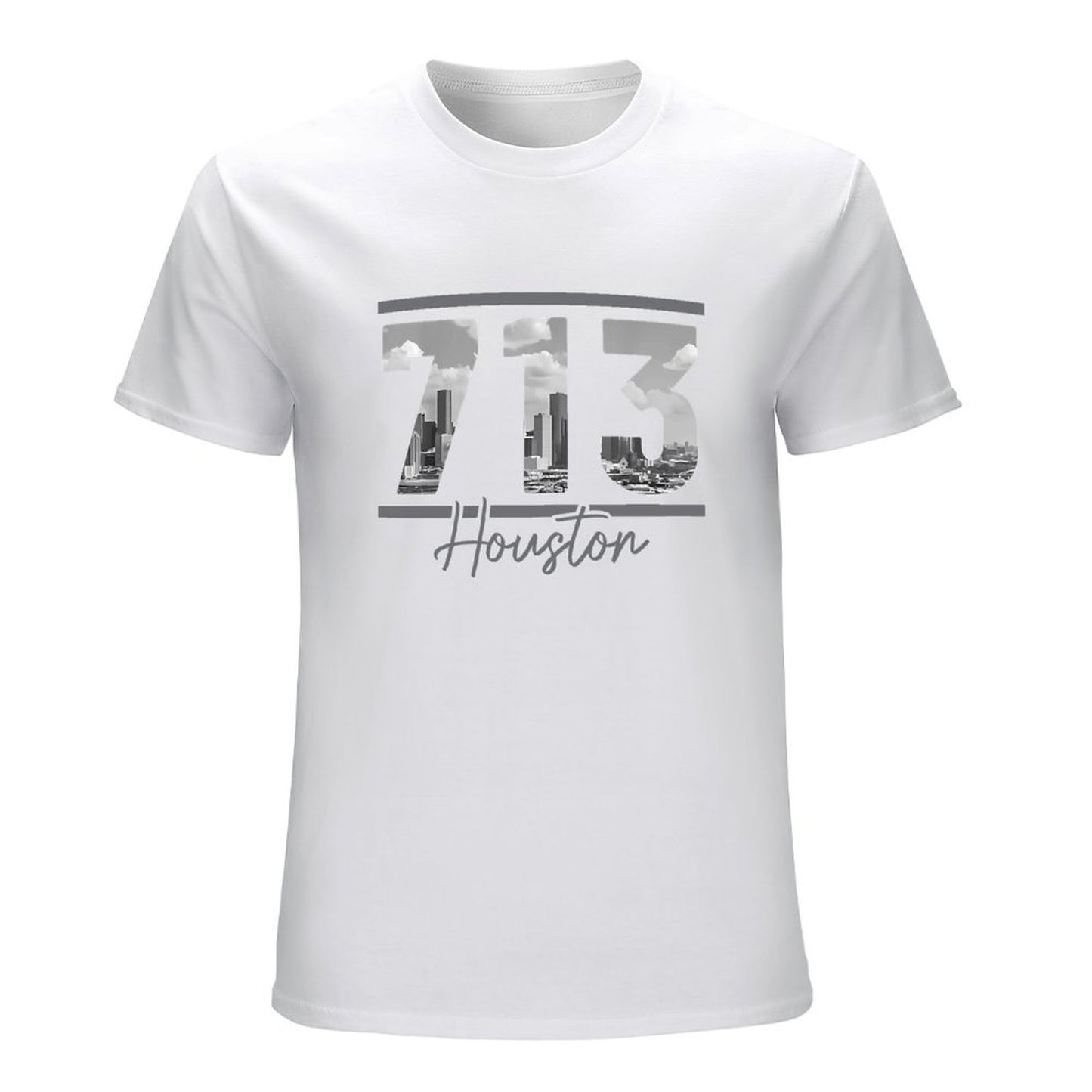 Inkmay Casual Cotton T-shirt Cityscape With Skyscrapers And Clouds Unisex T-shirtSolid Minimal T-Shirt