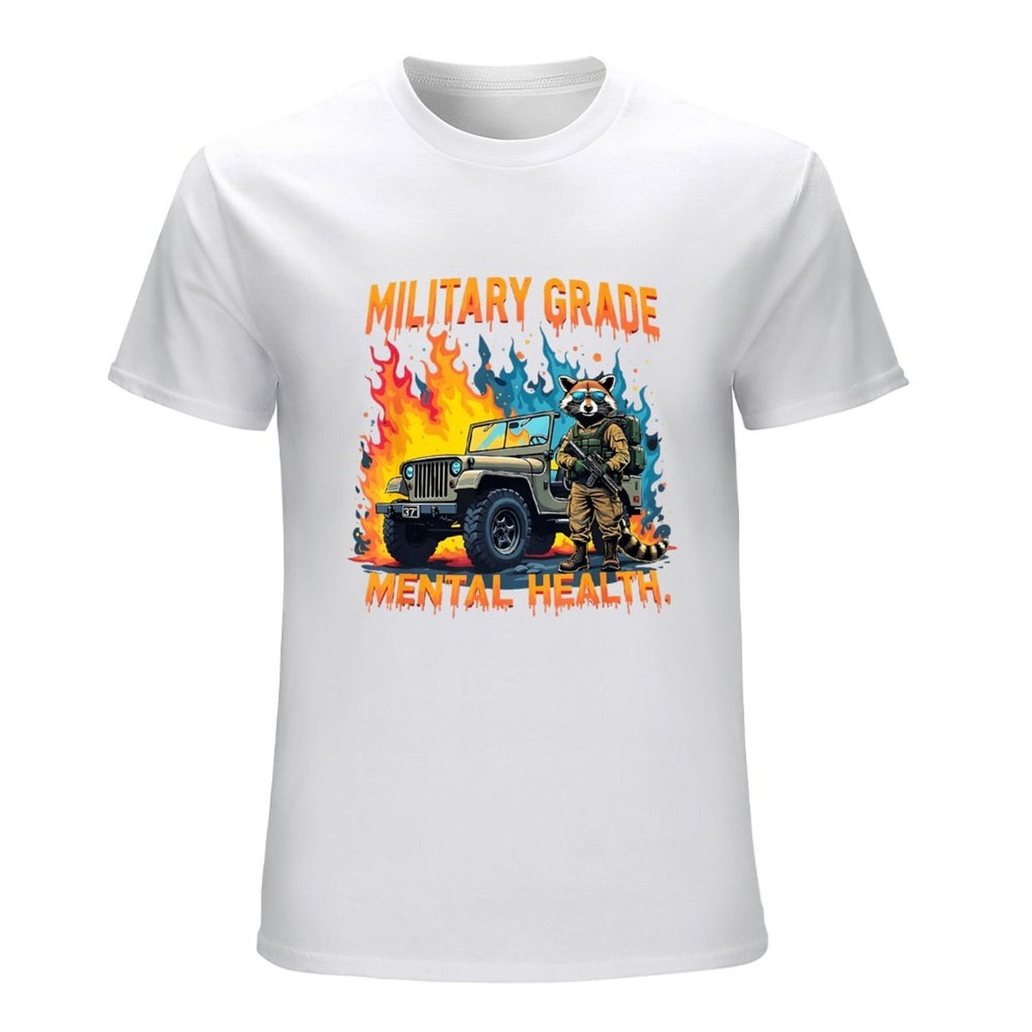 Inkmay Casual Cotton T-shirt Military Grade Mental Health Artwork Design Unisex T-shirtFade-Proof SmoothWear T-Shirt