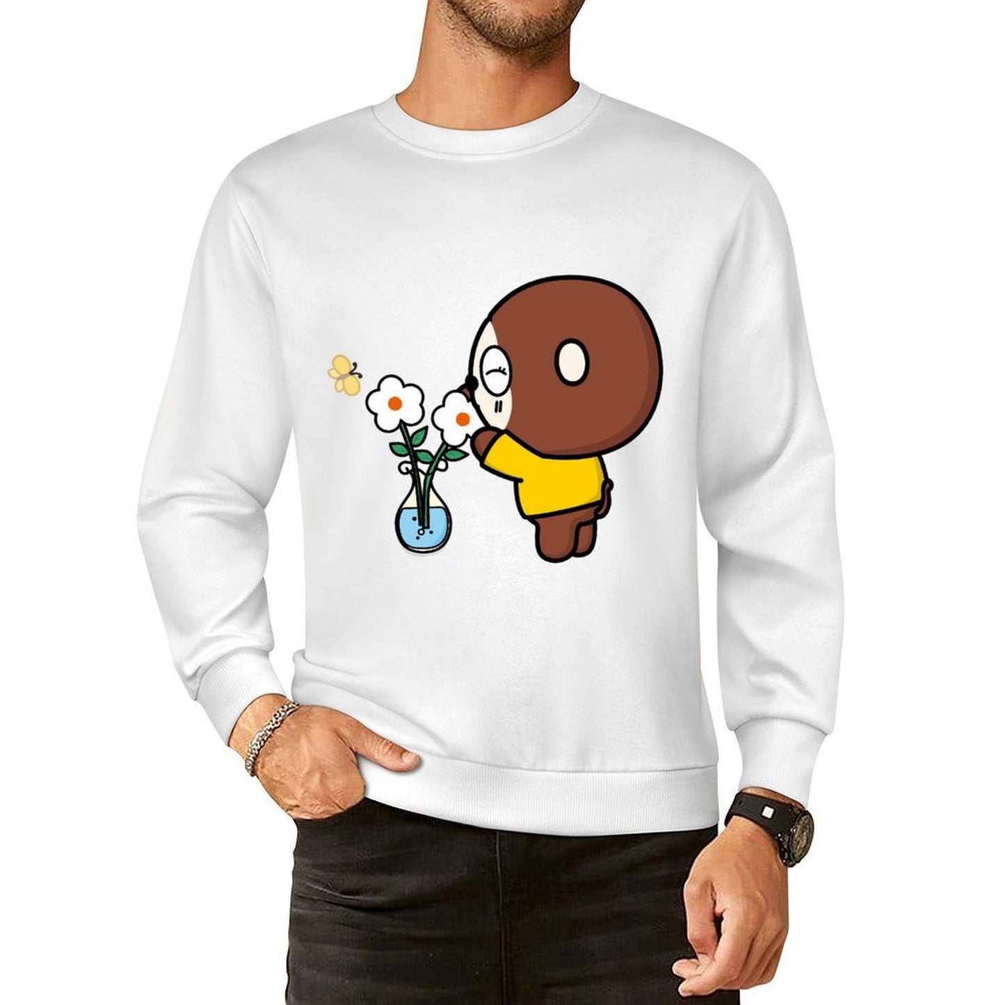 Front Patterned Long Sleeve TopSeamless Wrinkle-Free