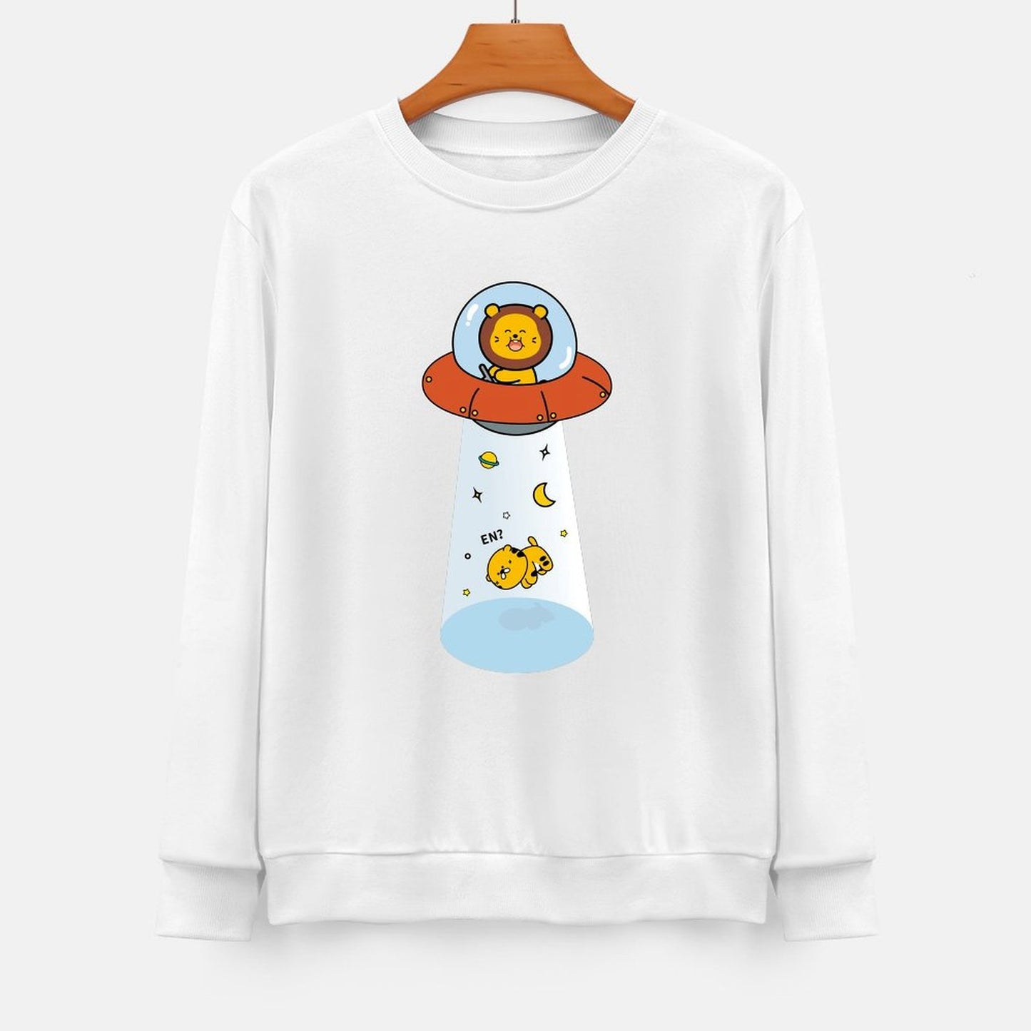 Front Patterned Long Sleeve TopBasicSeries Oversized