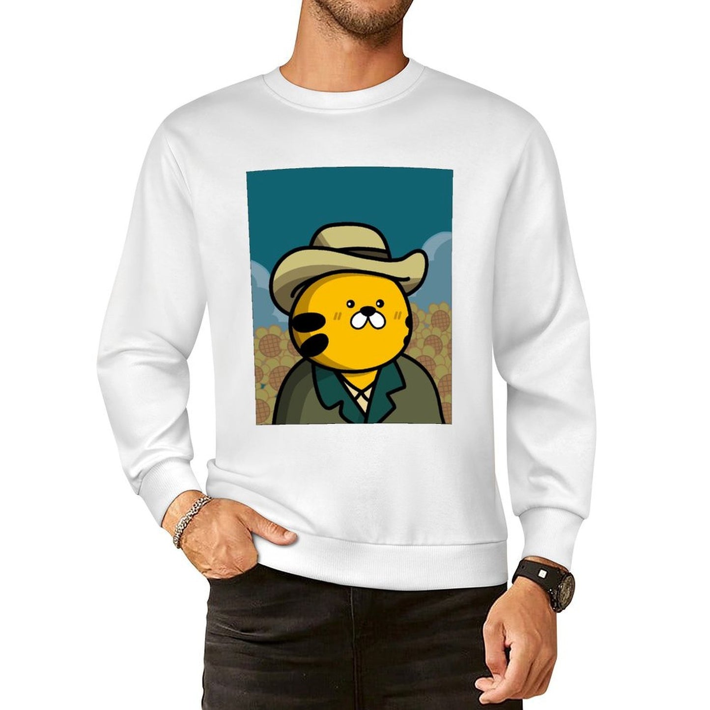 Front Patterned Long Sleeve TopFitted DailyFit