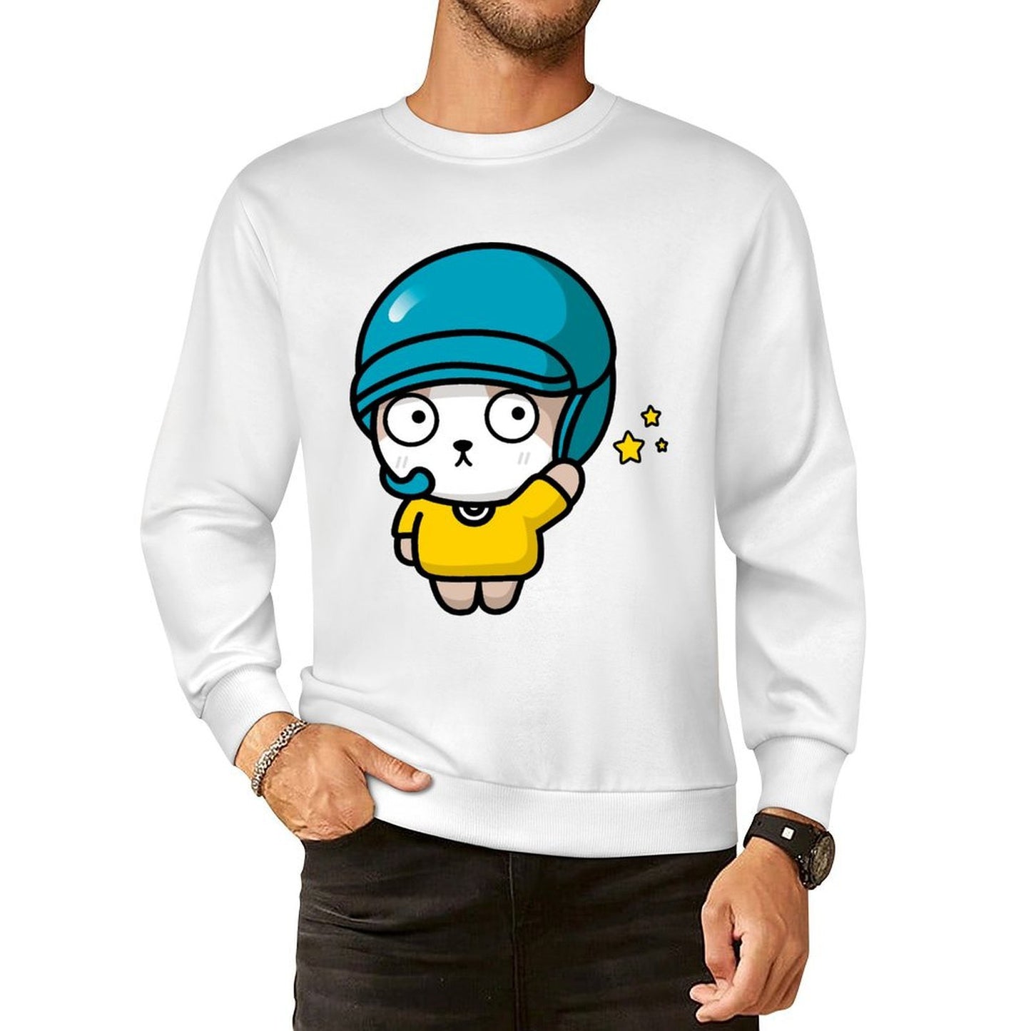 Front Patterned Long Sleeve TopMinimalist Smooth Feel