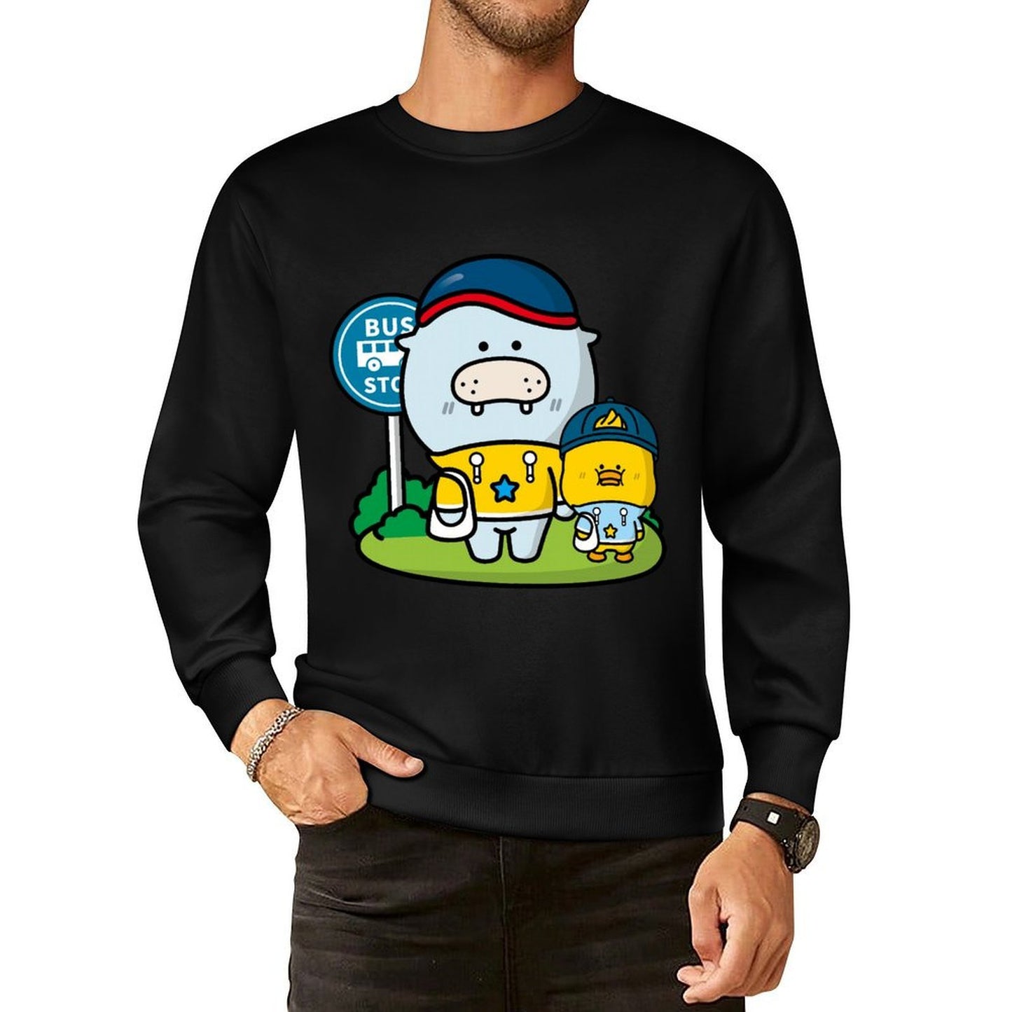 Front Patterned Long Sleeve TopRelaxed Timeless