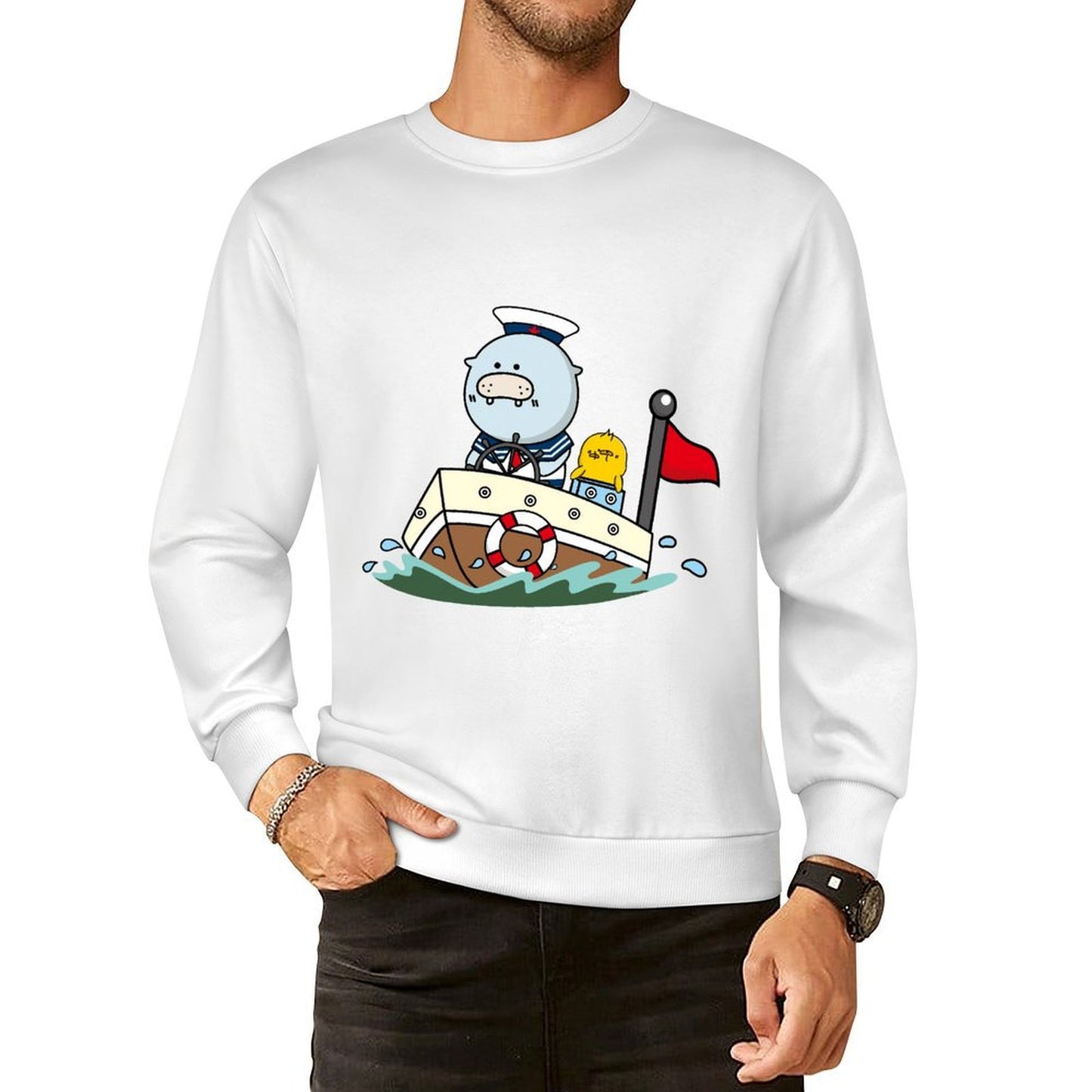 Front Patterned Long Sleeve TopSoftstyle Casual