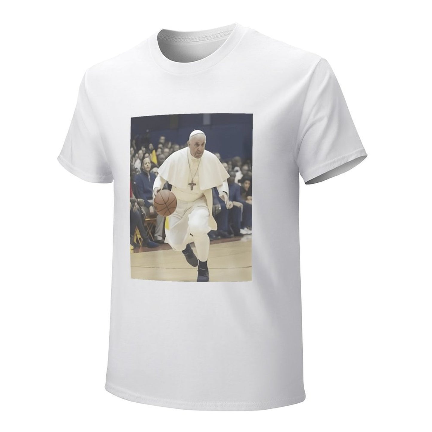 Inkmay Casual Cotton T-shirt Pope Playing Basketball In White Robes Unisex T-shirt