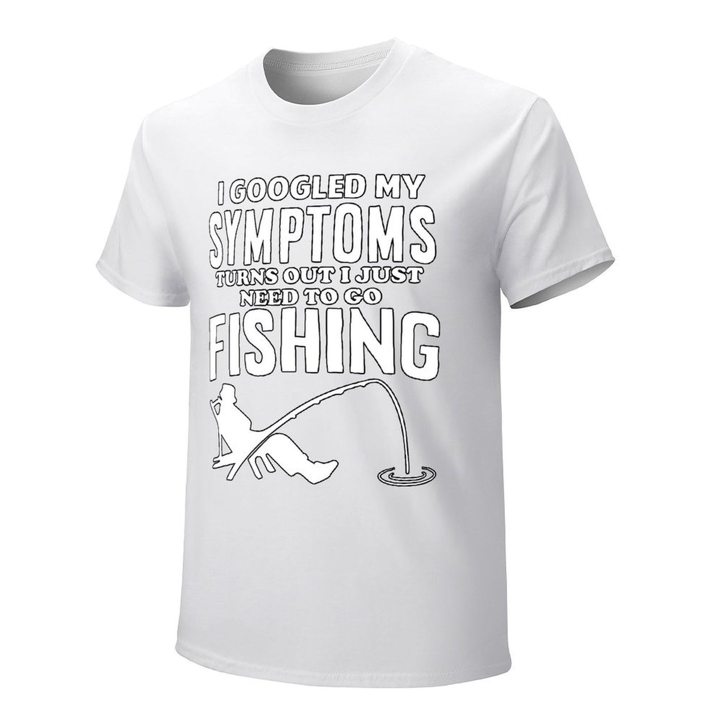 Inkmay Casual Cotton T-shirt Fishing Theme Print On Black Background Unisex T-shirtTear-Resistant Wrinkle-Free T-Shirt
