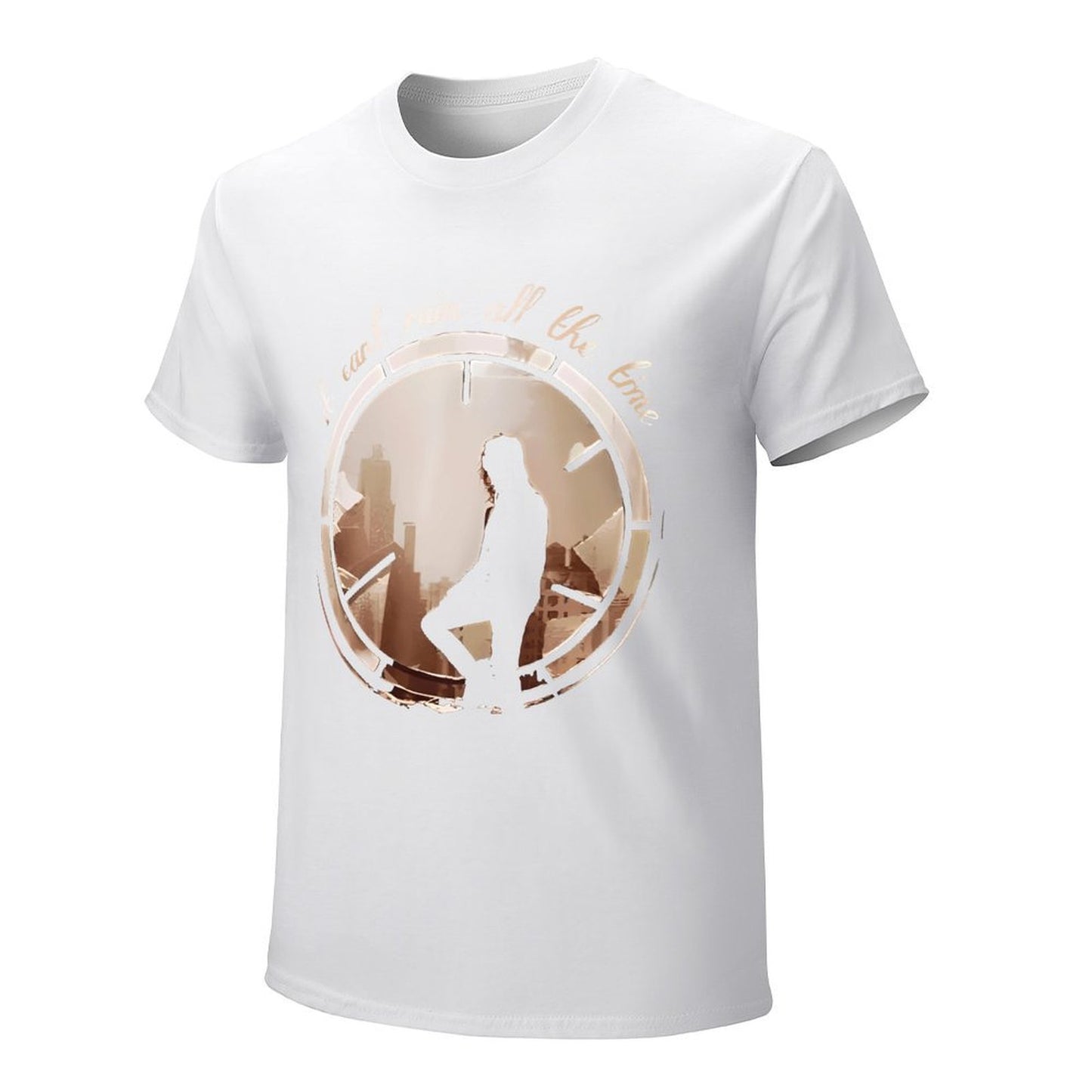 Inkmay Casual Cotton T-shirt Cityscape Silhouette Within Circular Frame Design Unisex T-shirtLogo-Ready RegularFit T-Shirt