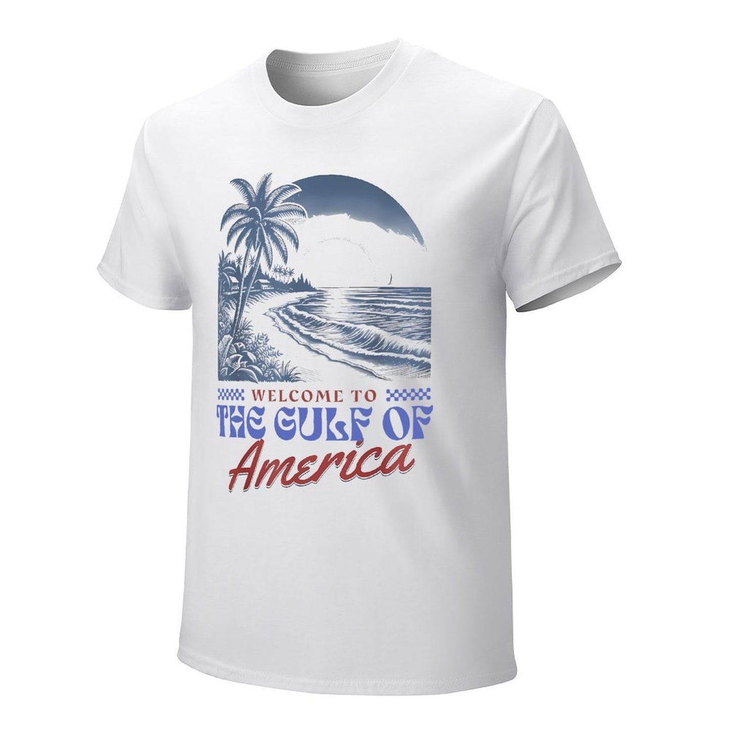 Inkmay Casual Cotton T-shirt Beach Scene With Palm Trees Unisex T-shirtLifestyleLine Pocket Tee T-Shirt