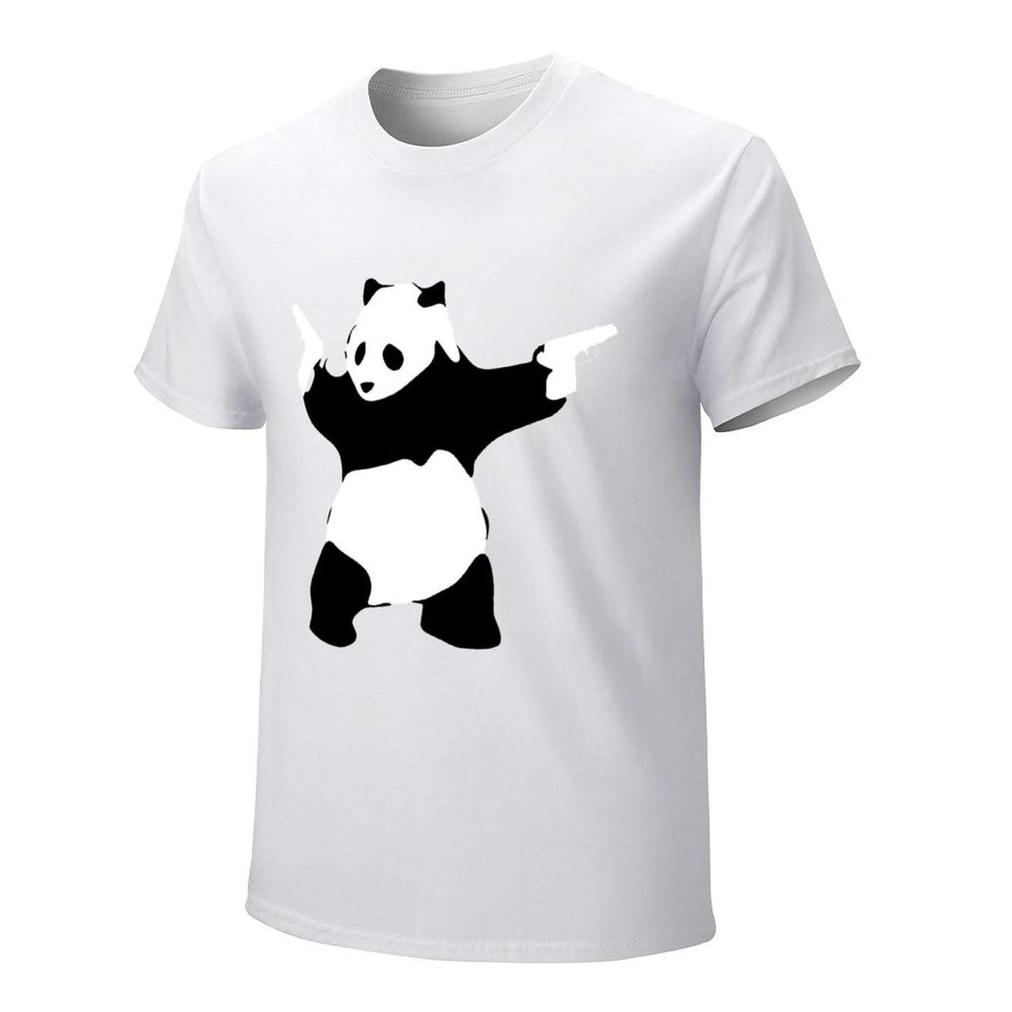 Inkmay Casual Cotton T-shirt Panda Design On Black Background Unisex T-shirtClassic EverydayTee T-Shirt