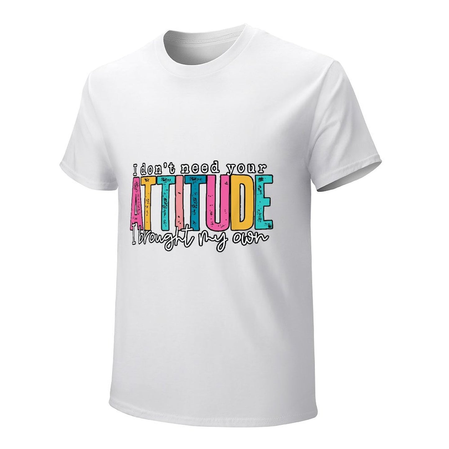 Inkmay Casual Cotton T-shirt Colorful Text With Attitude Design Elements Unisex T-shirtTrueComfort Slim Fit T-Shirt